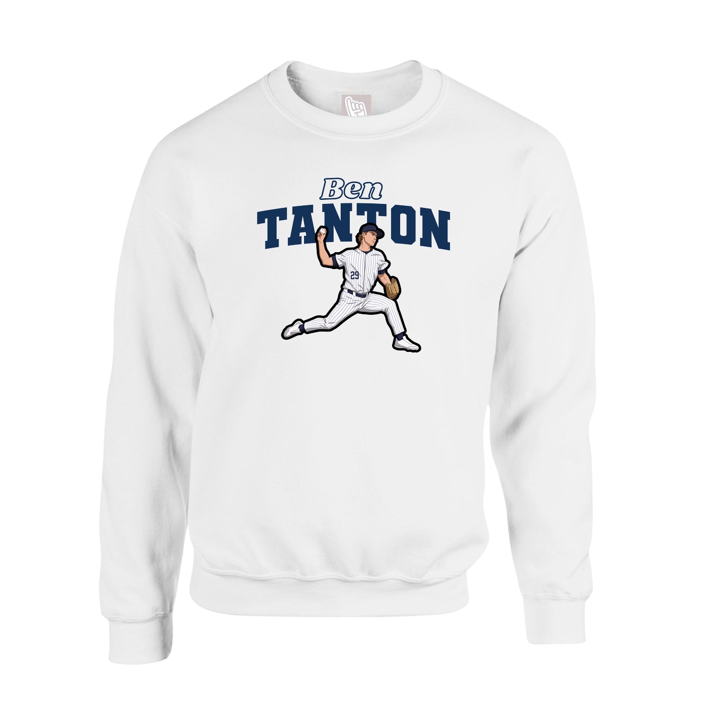 Fleece Crew — Name Arch in White
