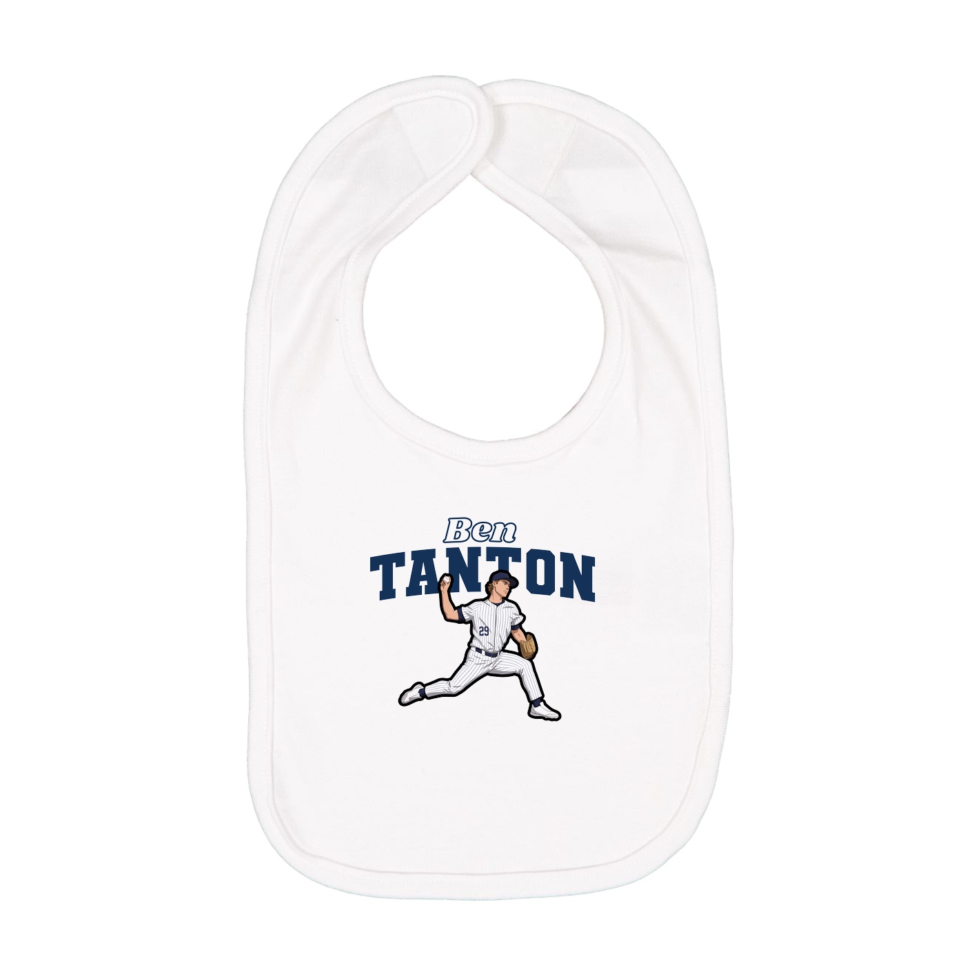 Infant Bib — Name Arch in White