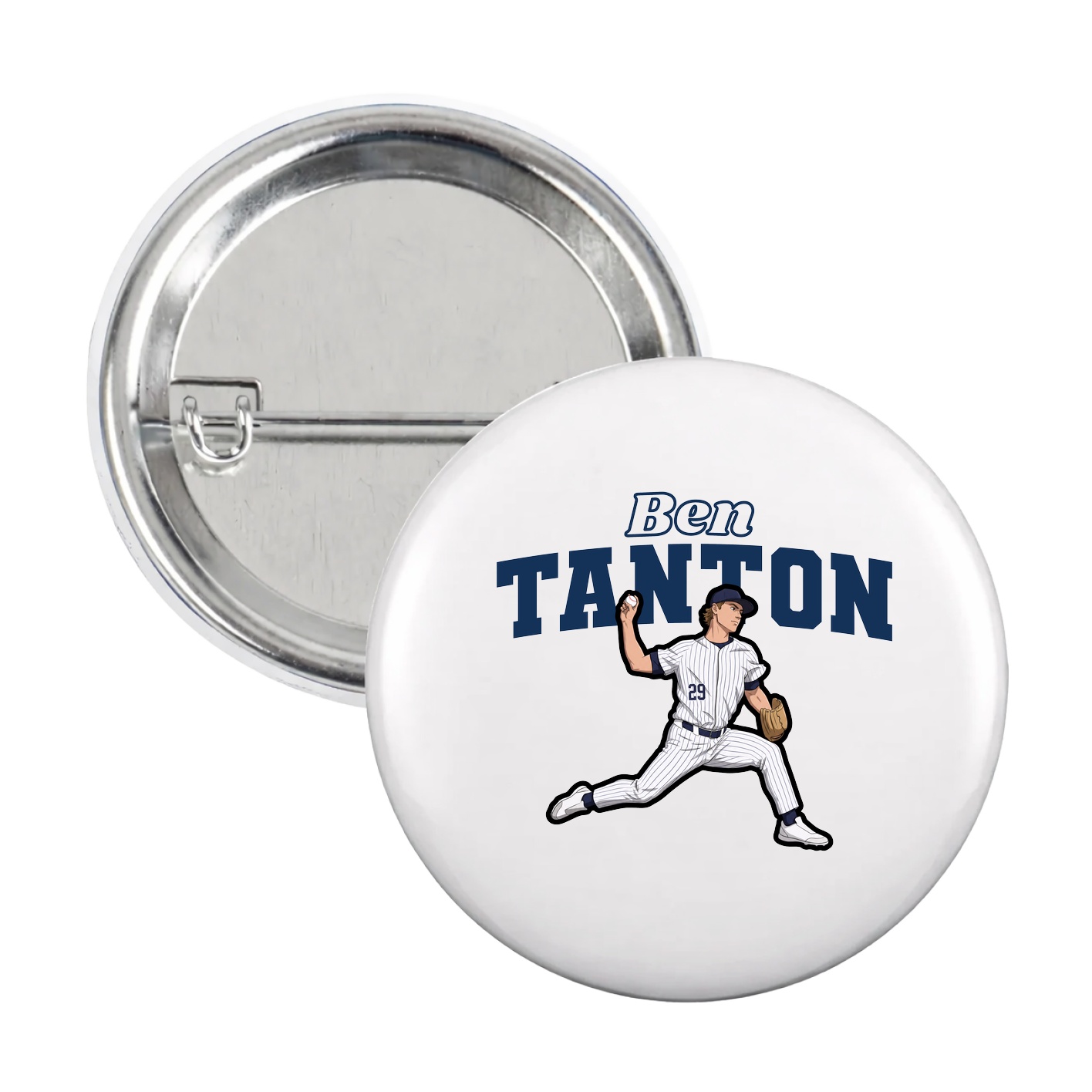 Game Day Button — Name Arch in White