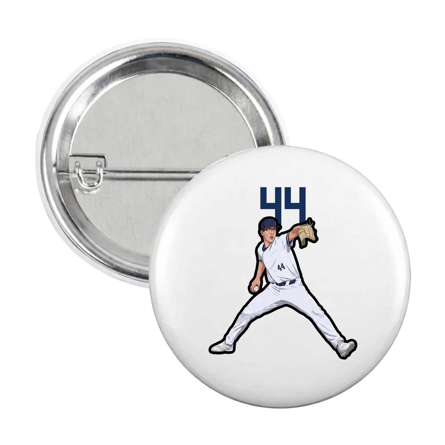 Game Day Button — Number Top in White
