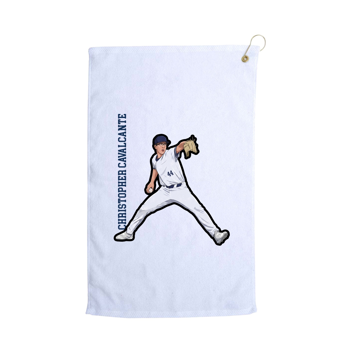 Golf Towel — Name Vertical in White