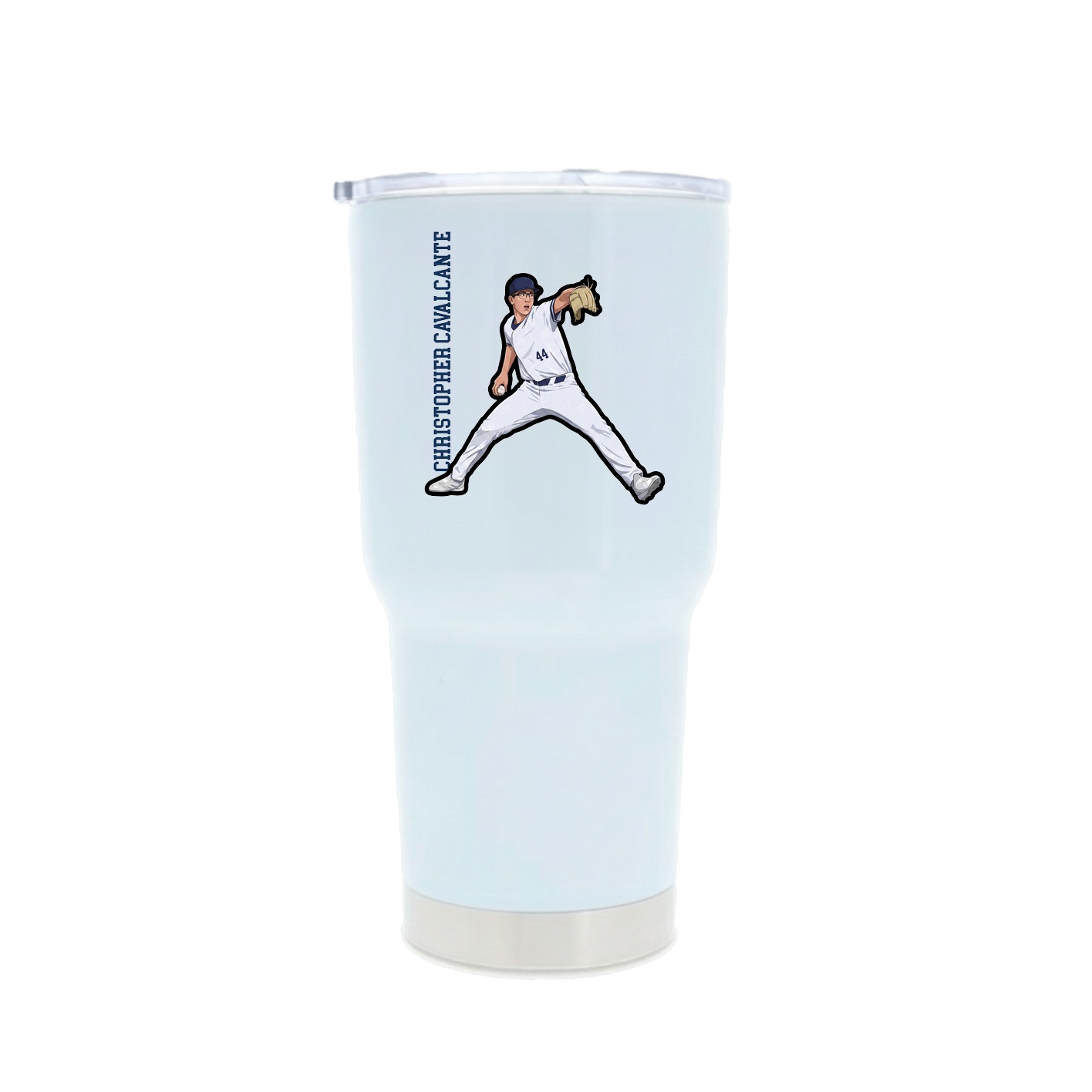 30oz Stainless Steel Tumbler — Name Vertical in White