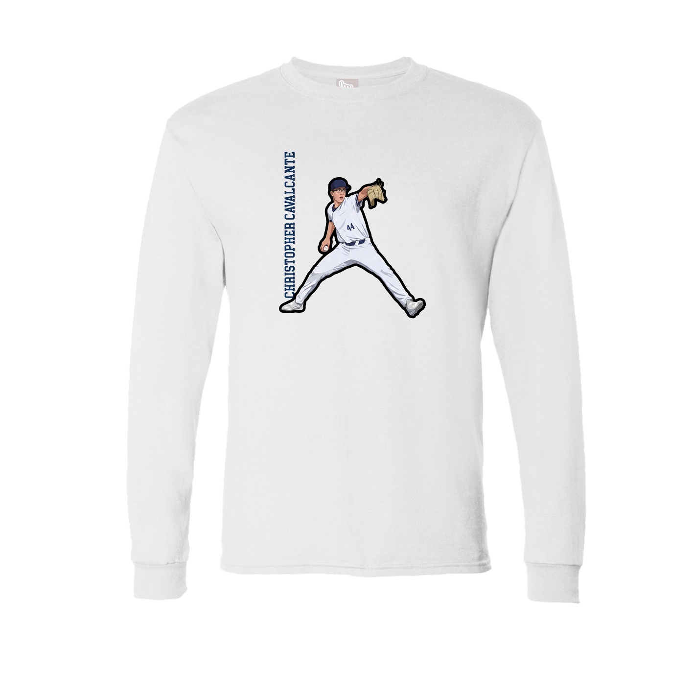 Long Sleeve Tee — Name Vertical in White