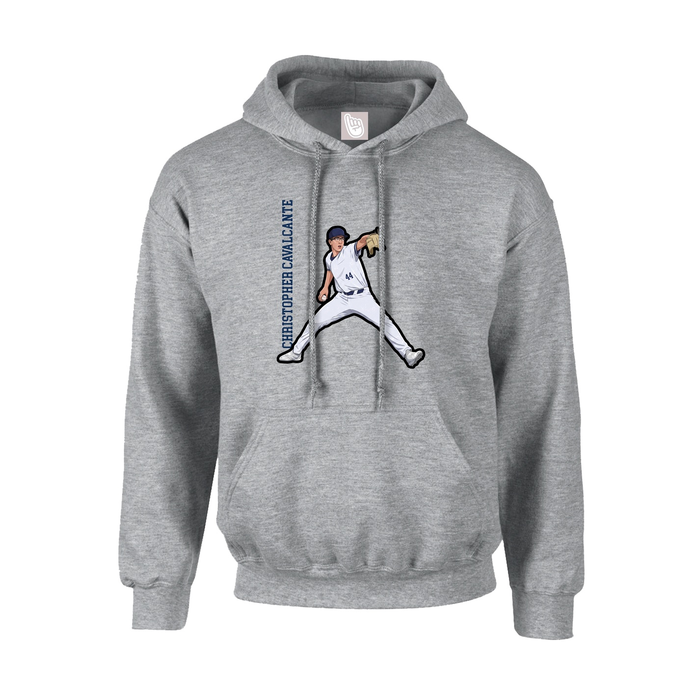 Youth Hoodie — Name Vertical in Grey