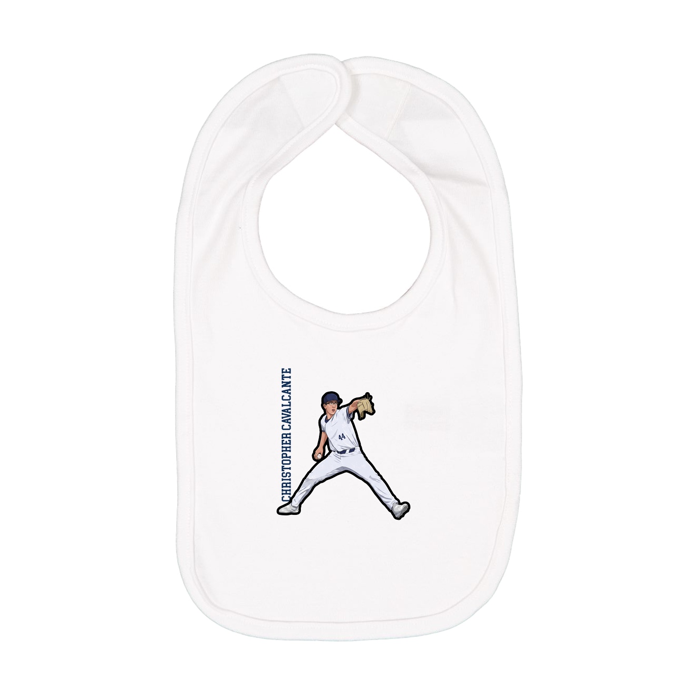 Infant Bib — Name Vertical in White