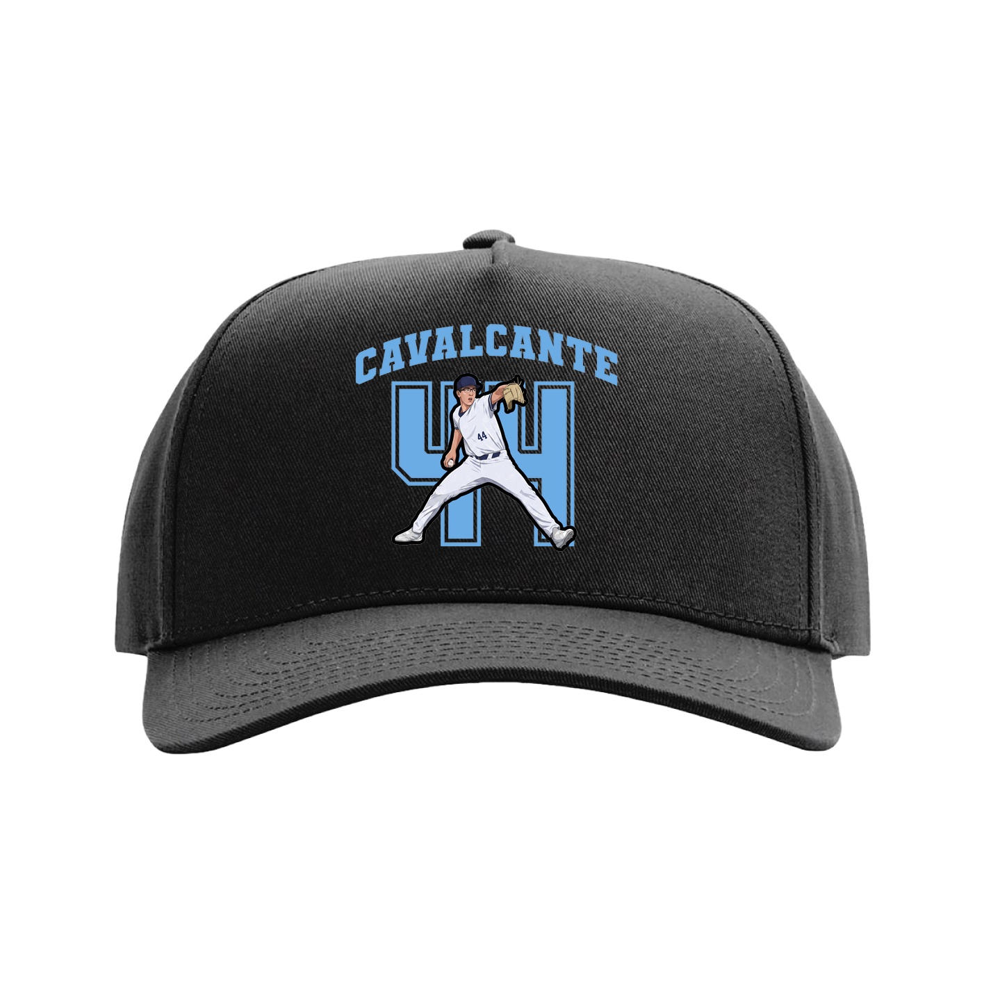 Full Fabric Five-Panel Champ Cap — Number in Black