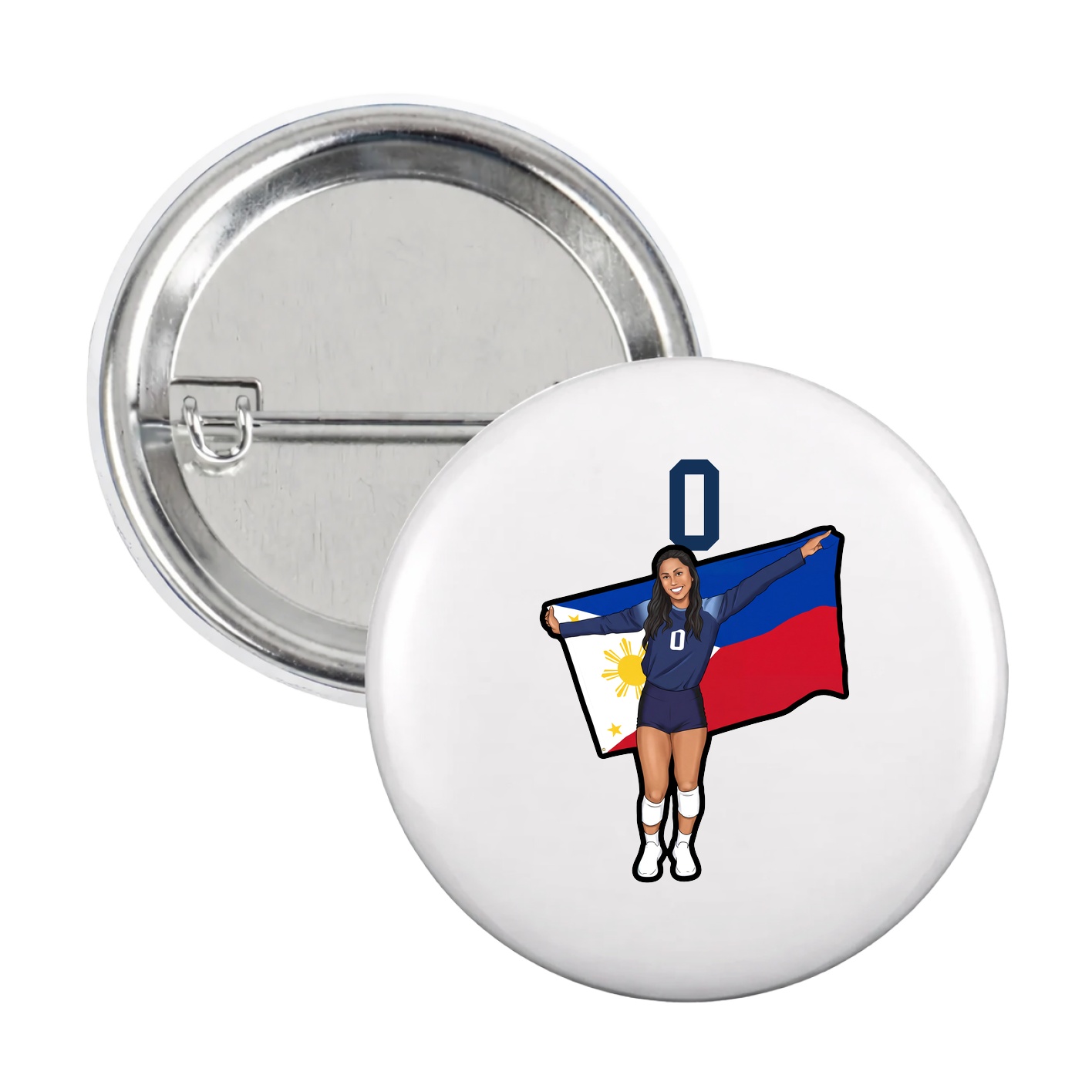 Game Day Button — Number Top in White