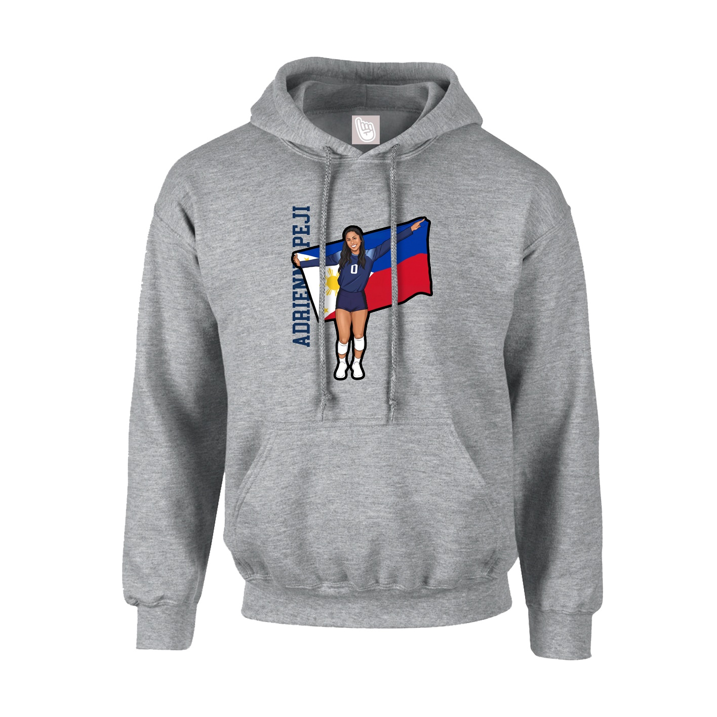 Youth Hoodie — Name Vertical in Grey