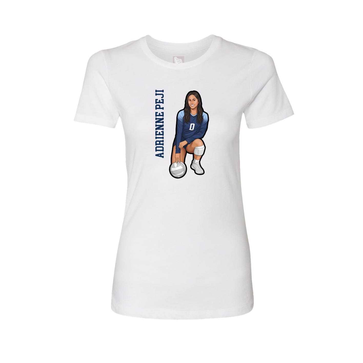 Fitted Women's Tee — Name Vertical in White