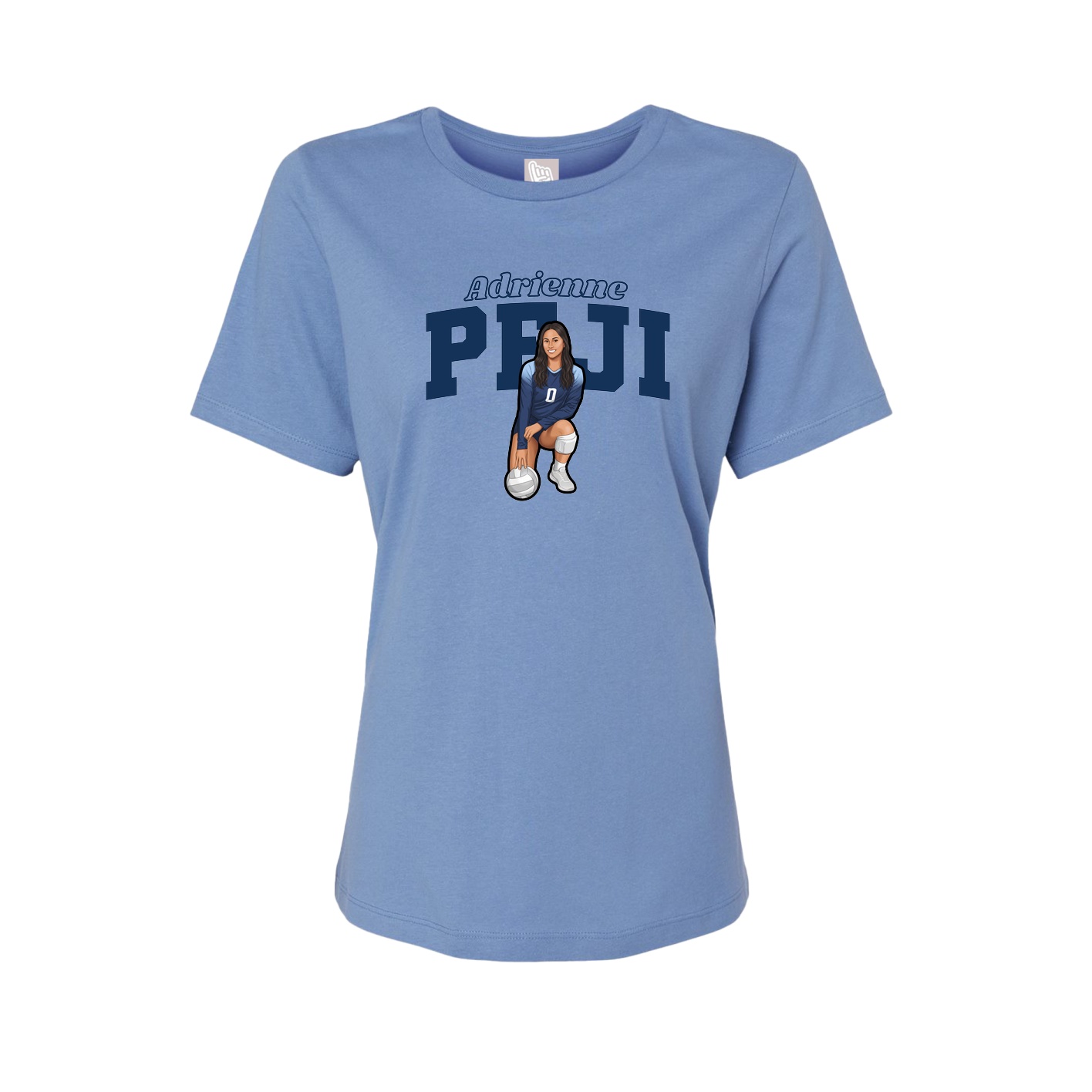 Fitted Women's Tee — Name Arch in Powder Blue