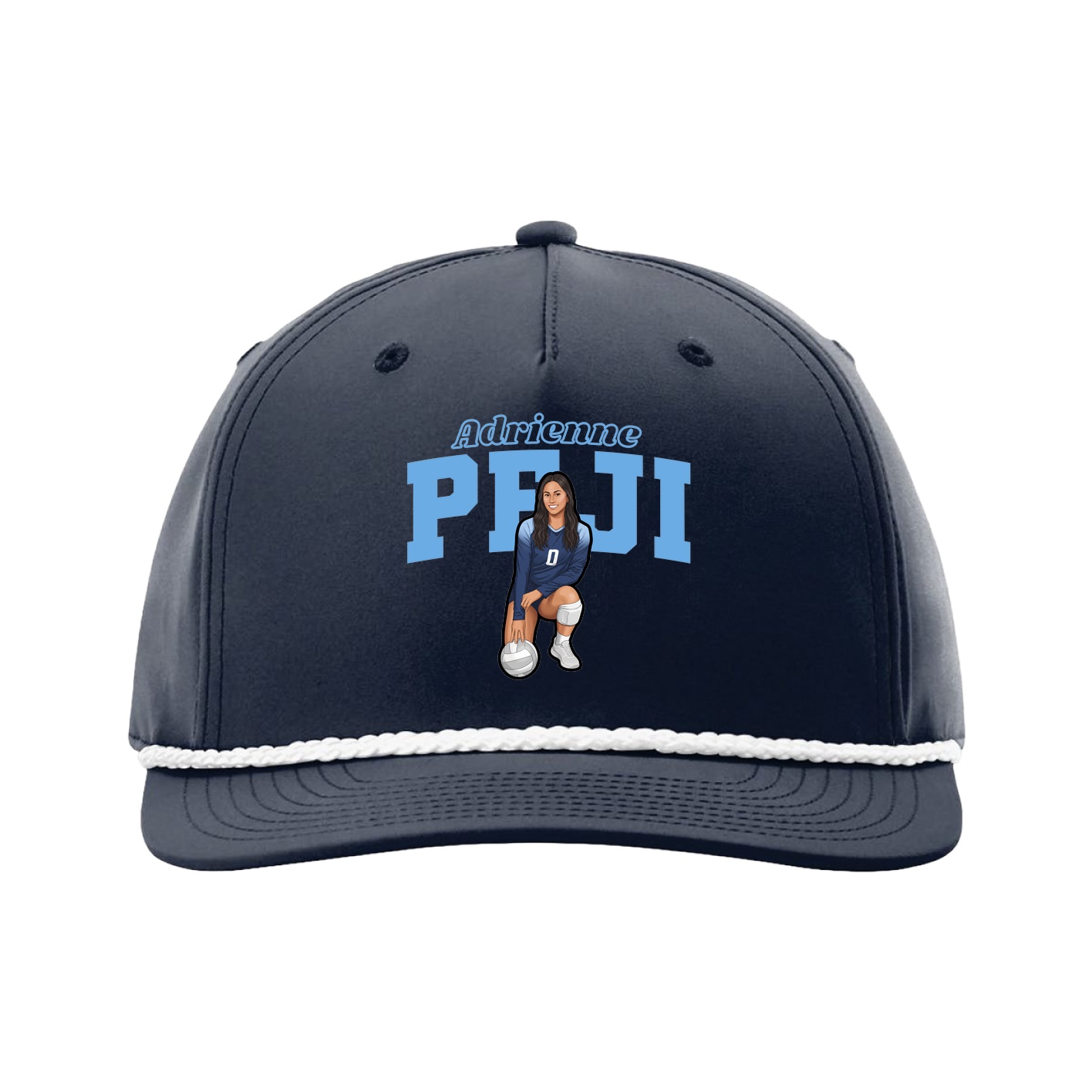 Five-Panel Classic Rope Cap — Name Arch in Navy