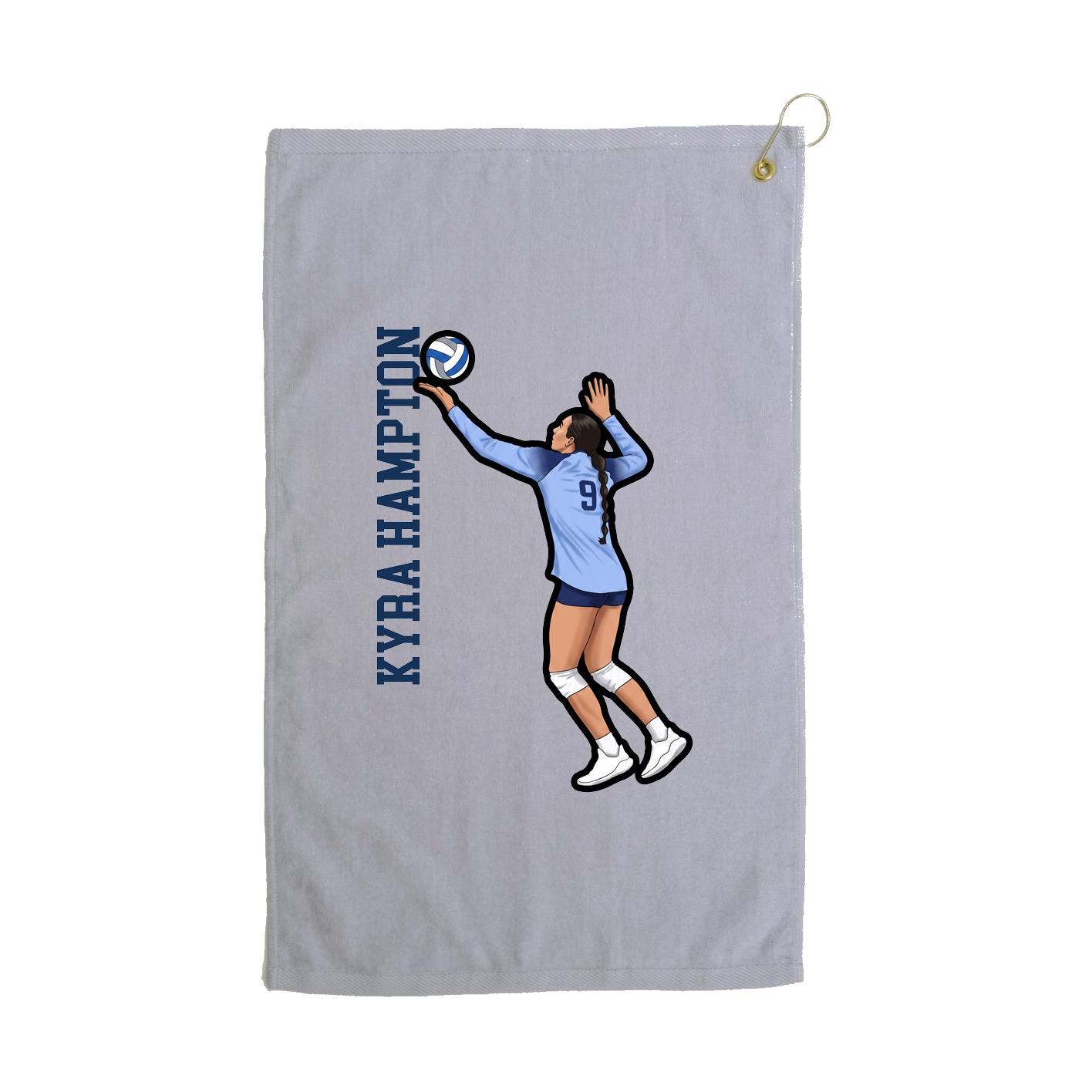 Golf Towel — Name Vertical in Grey