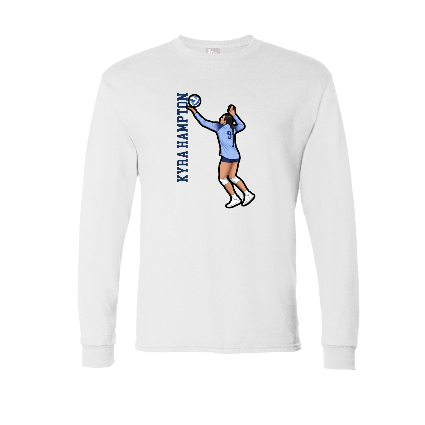 Long Sleeve Tee — Name Vertical in White
