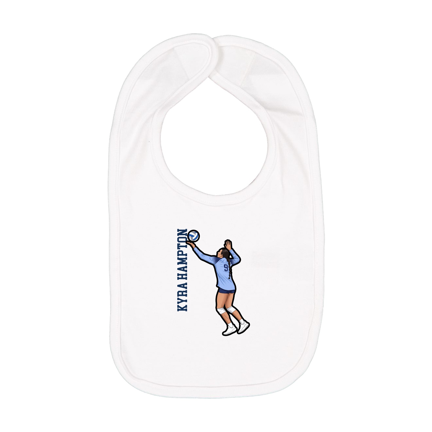 Infant Bib — Name Vertical in White