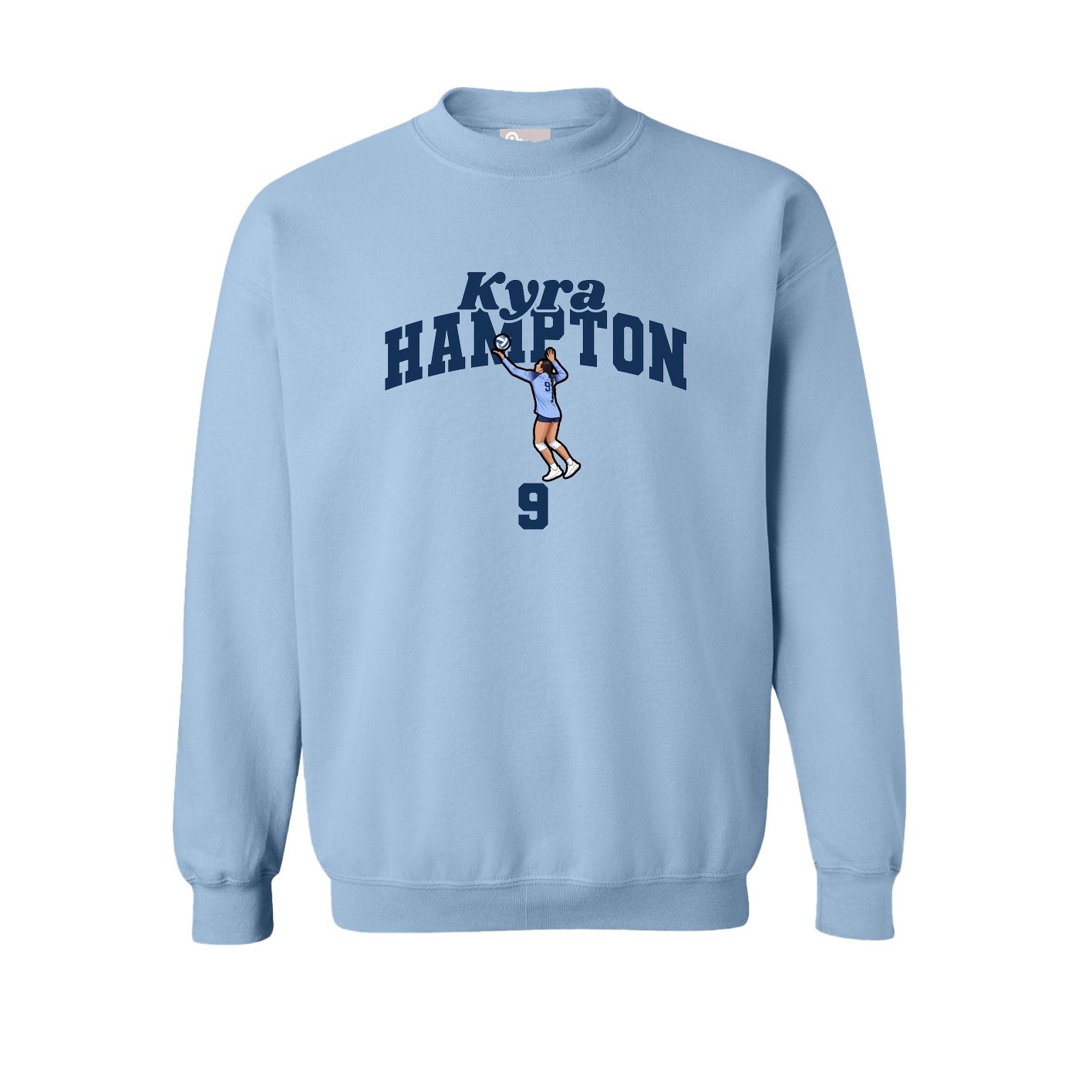 Fleece Crew — Signature Arch in Light Blue