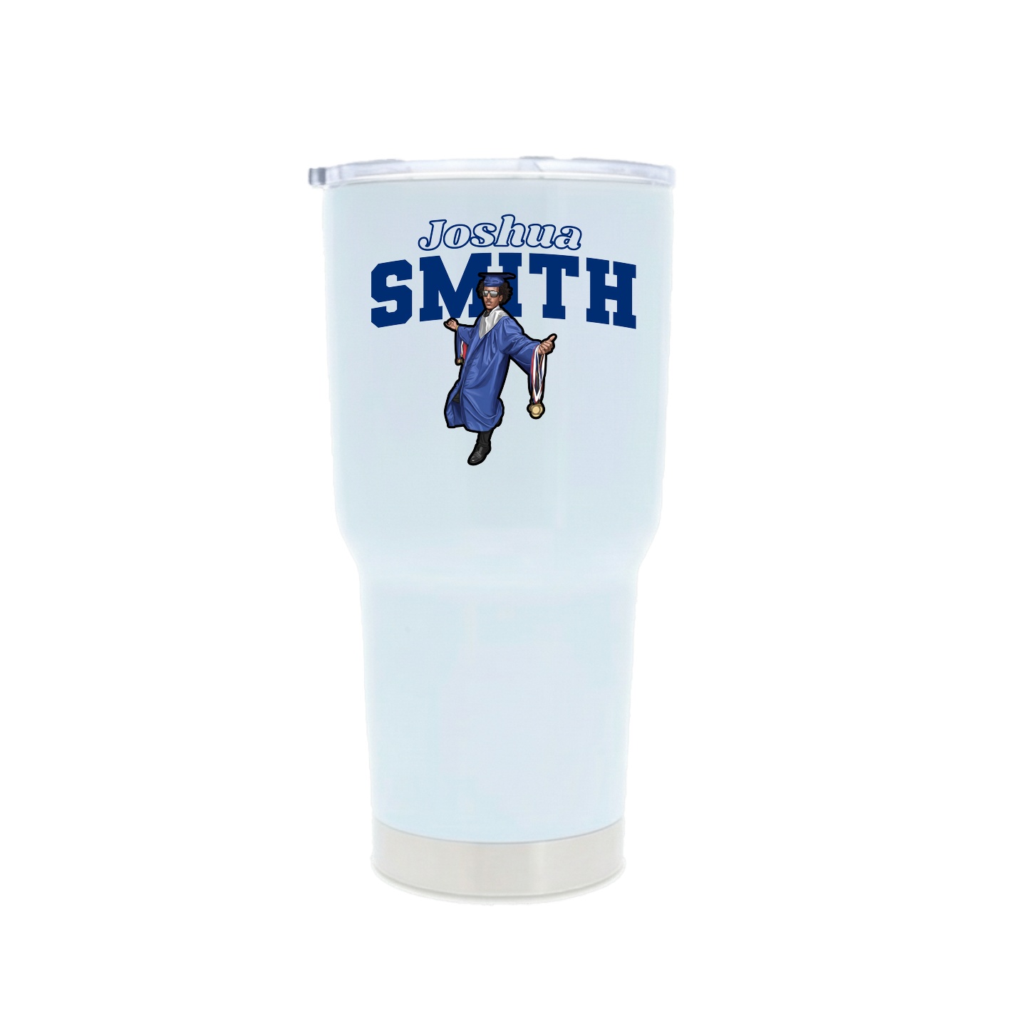 30oz Stainless Steel Tumbler — Name Arch in White