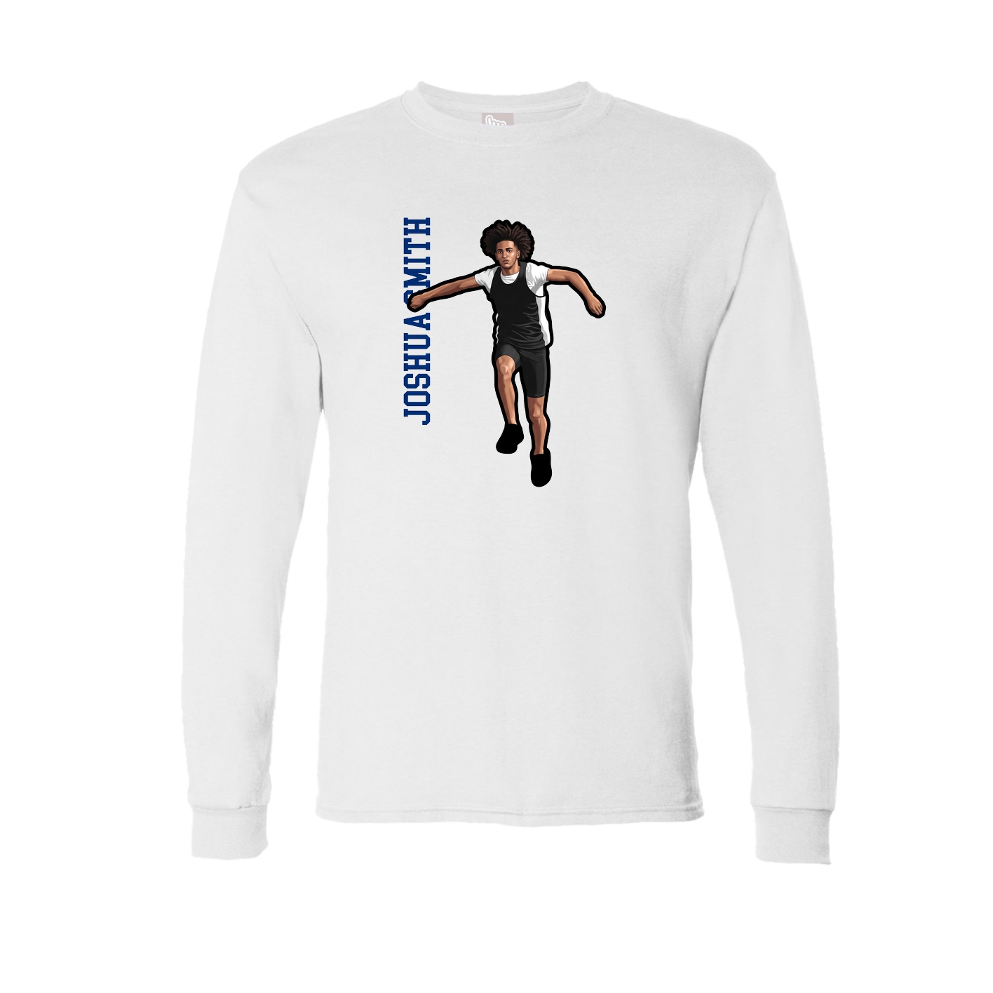 Long Sleeve Tee — Name Vertical in White