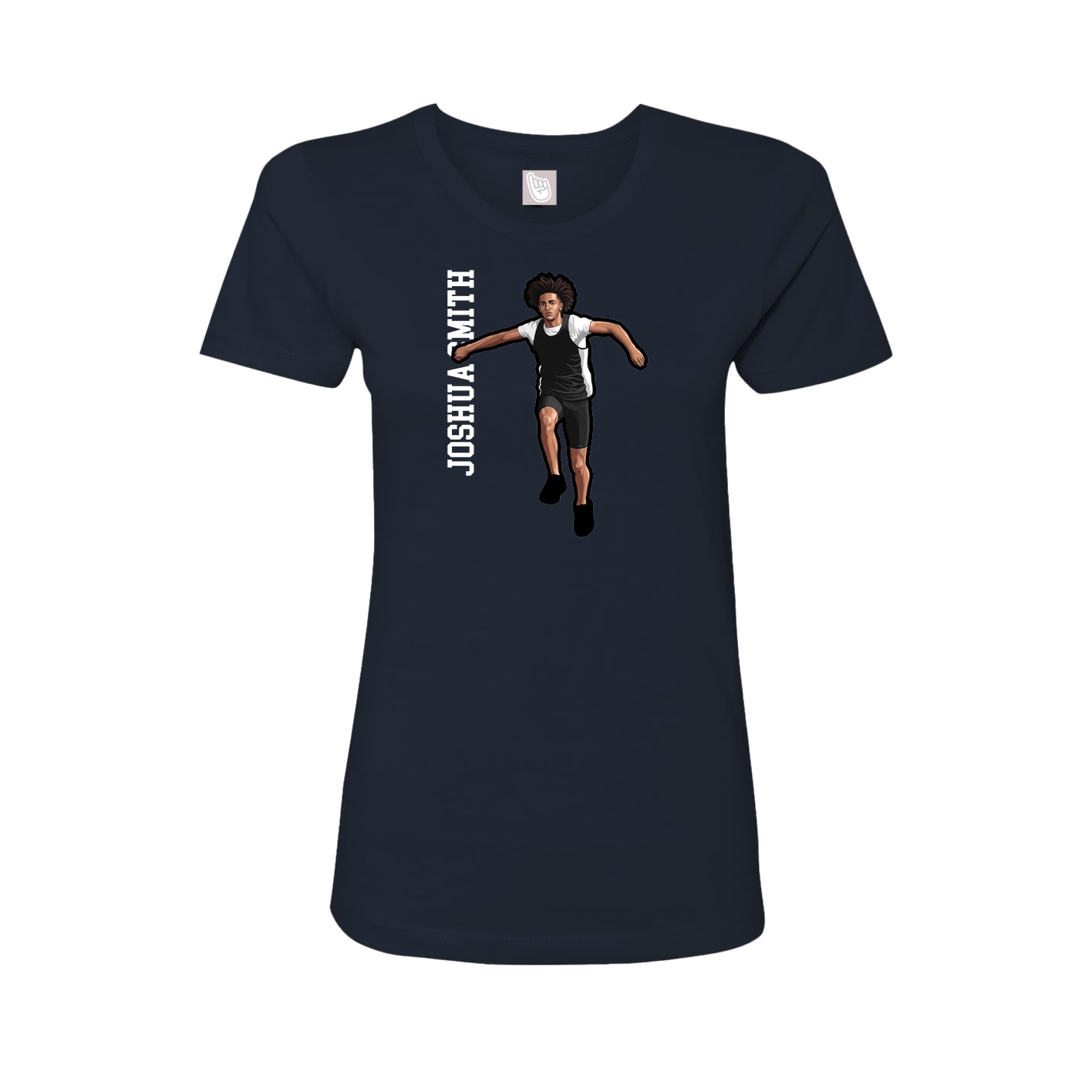 Womens Tee — Name Vertical in Navy