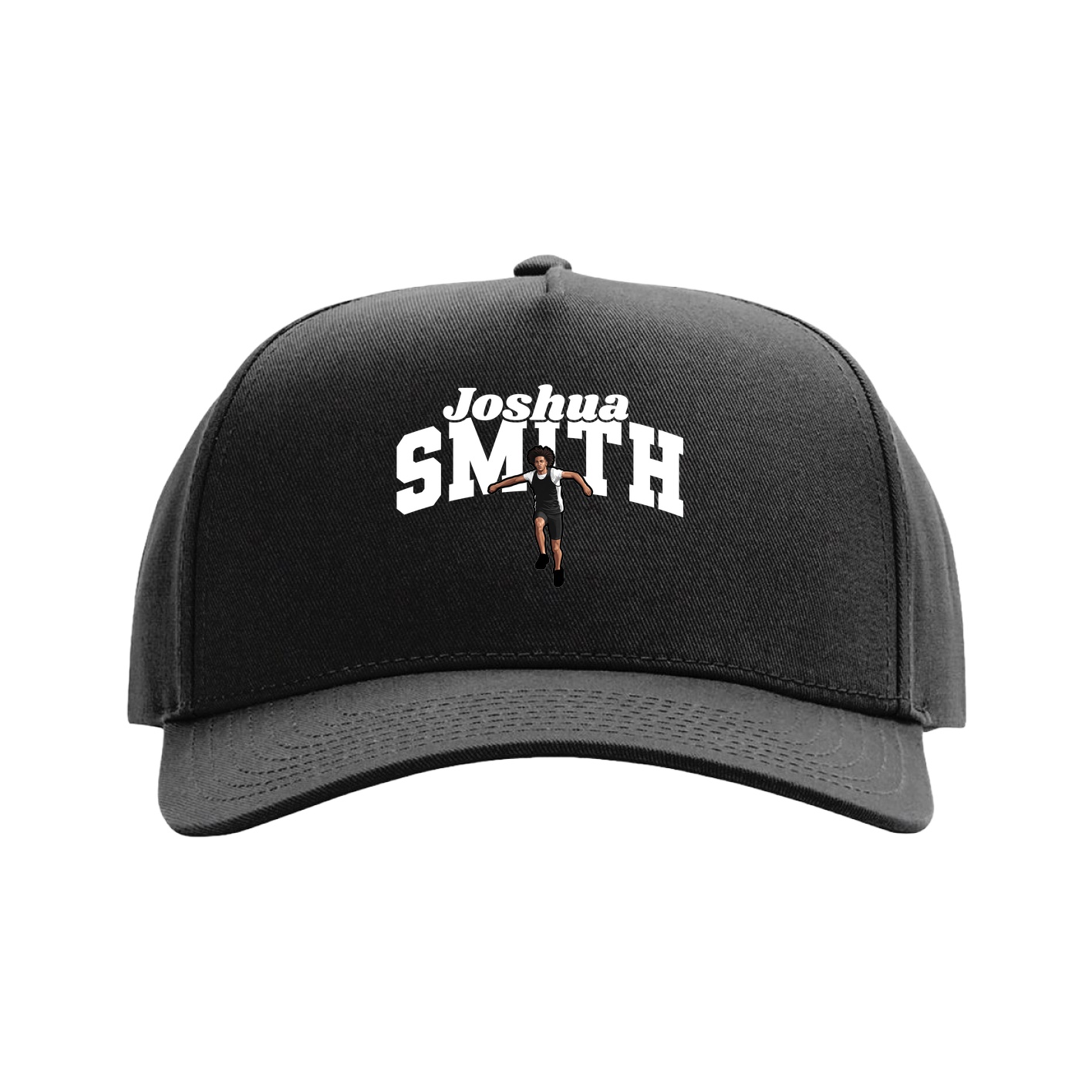 Full Fabric Five-Panel Champ Cap — Signature Arch in Black