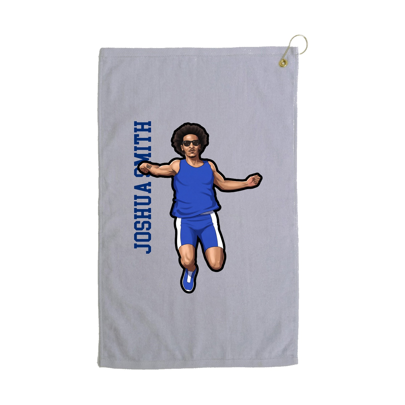 Golf Towel — Name Vertical in Grey