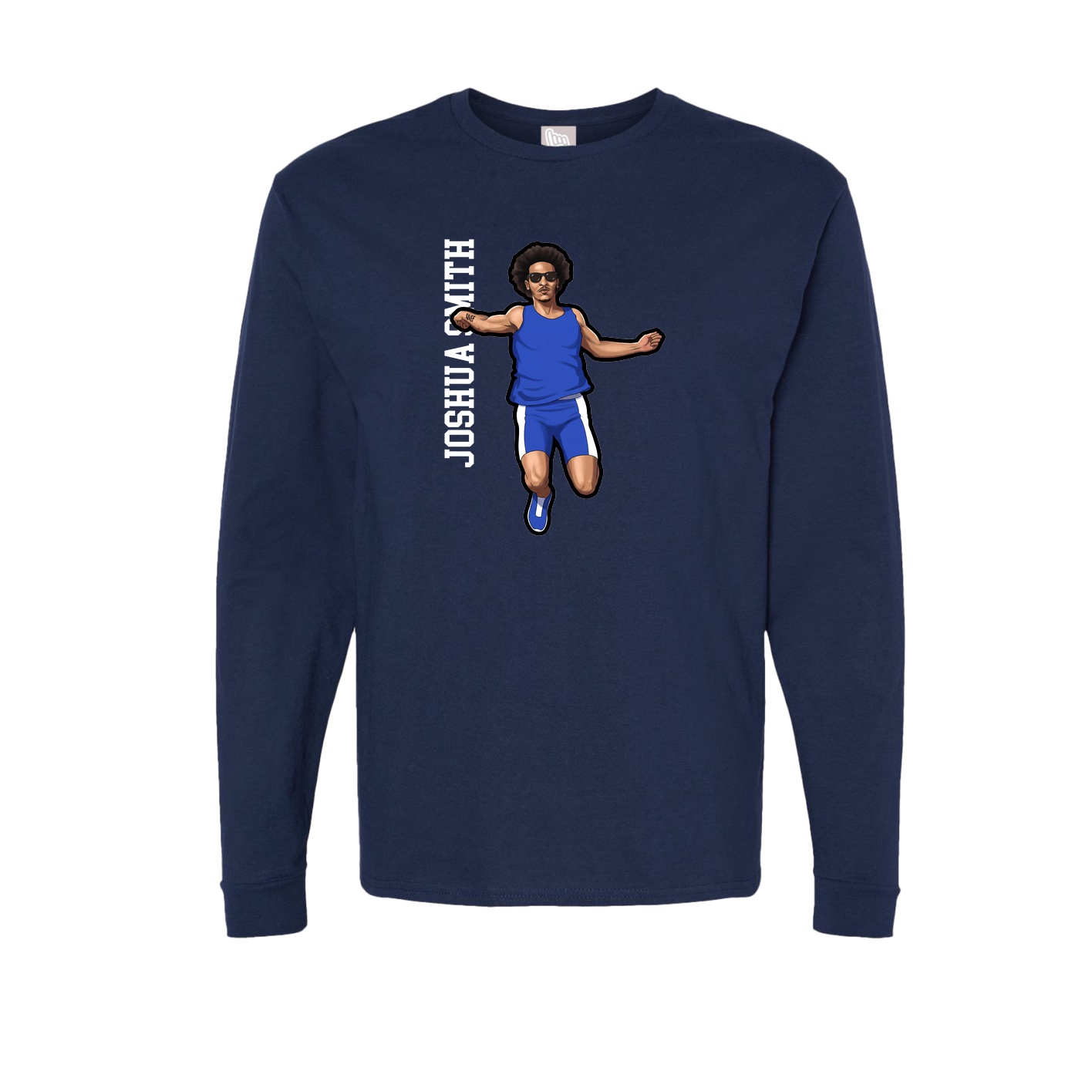 Long Sleeve Tee — Name Vertical in Navy