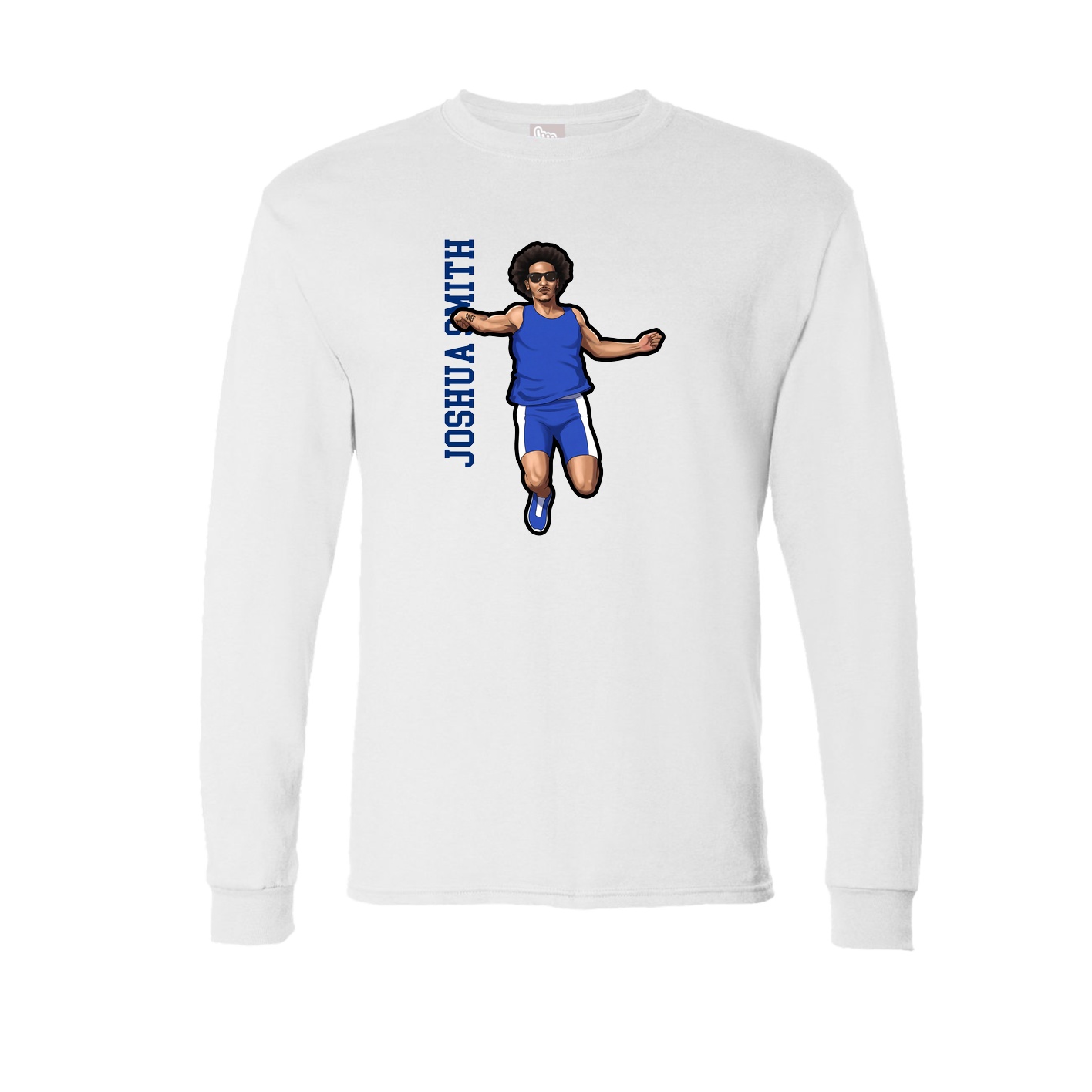 Long Sleeve Tee — Name Vertical in White