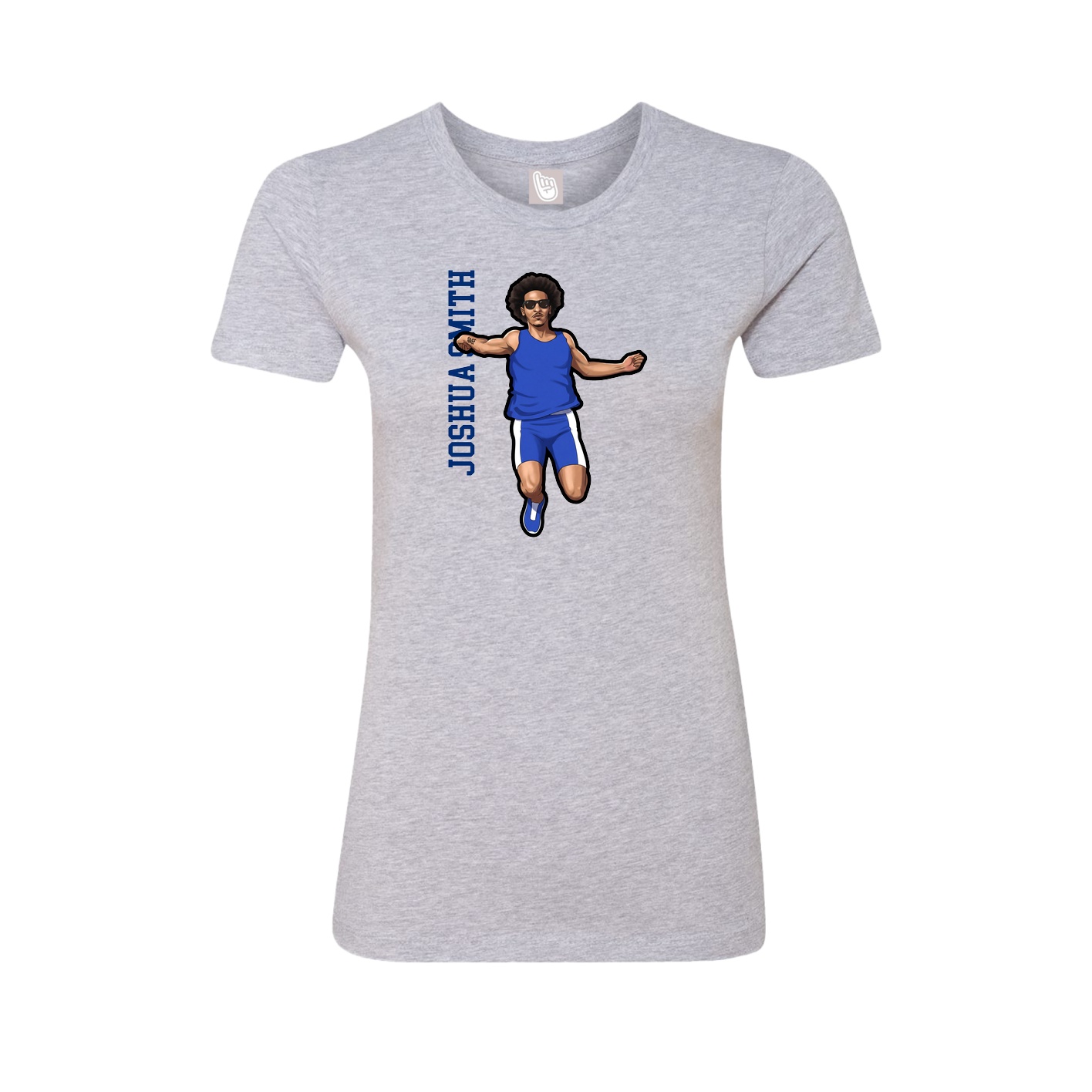 Womens Tee — Name Vertical in Grey