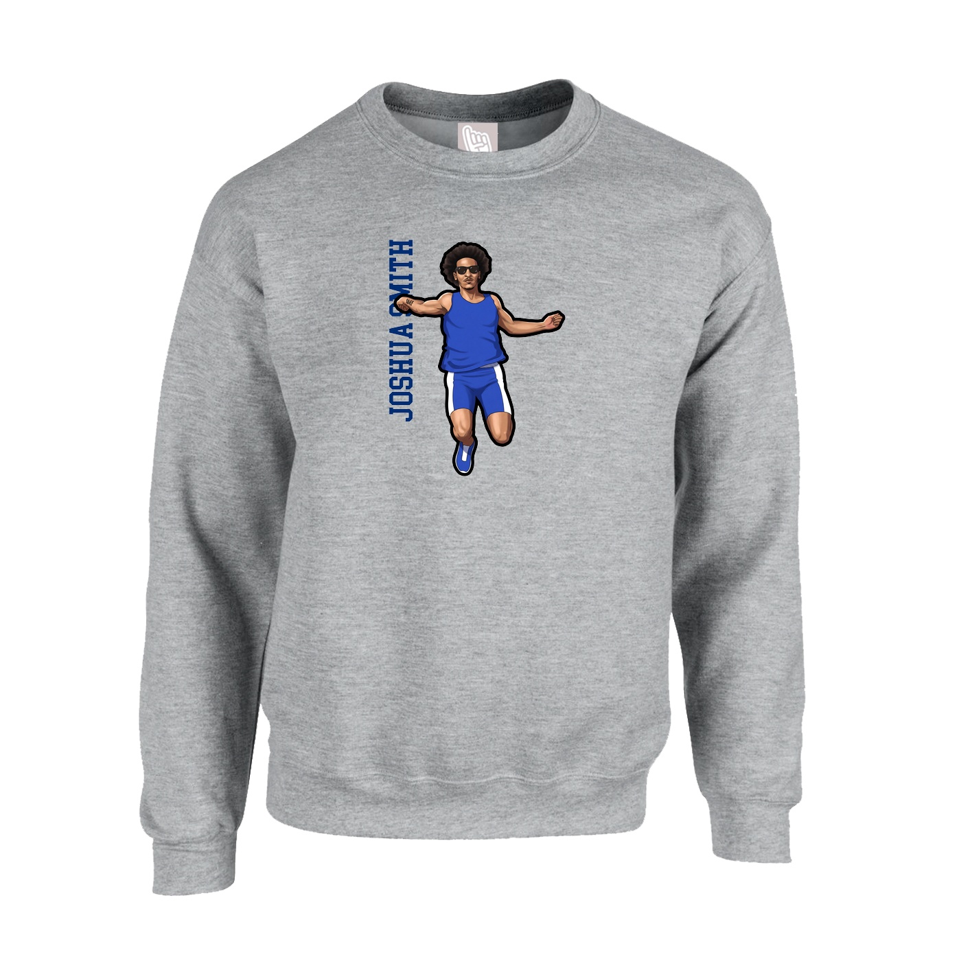 Fleece Crew — Name Vertical in Grey