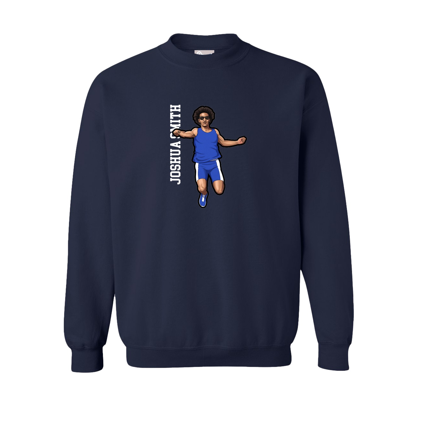 Fleece Crew — Name Vertical in Navy