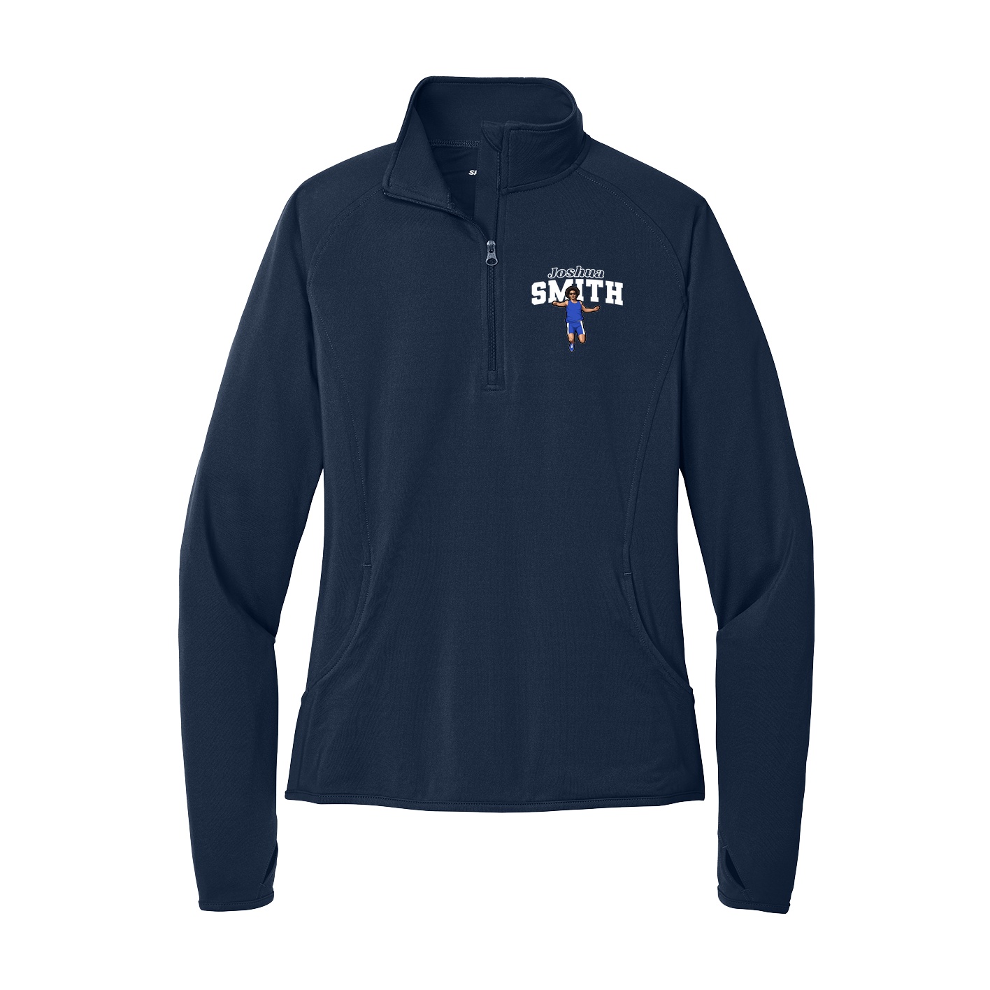 Women's Q-Zip Pullover — Name Arch in Navy