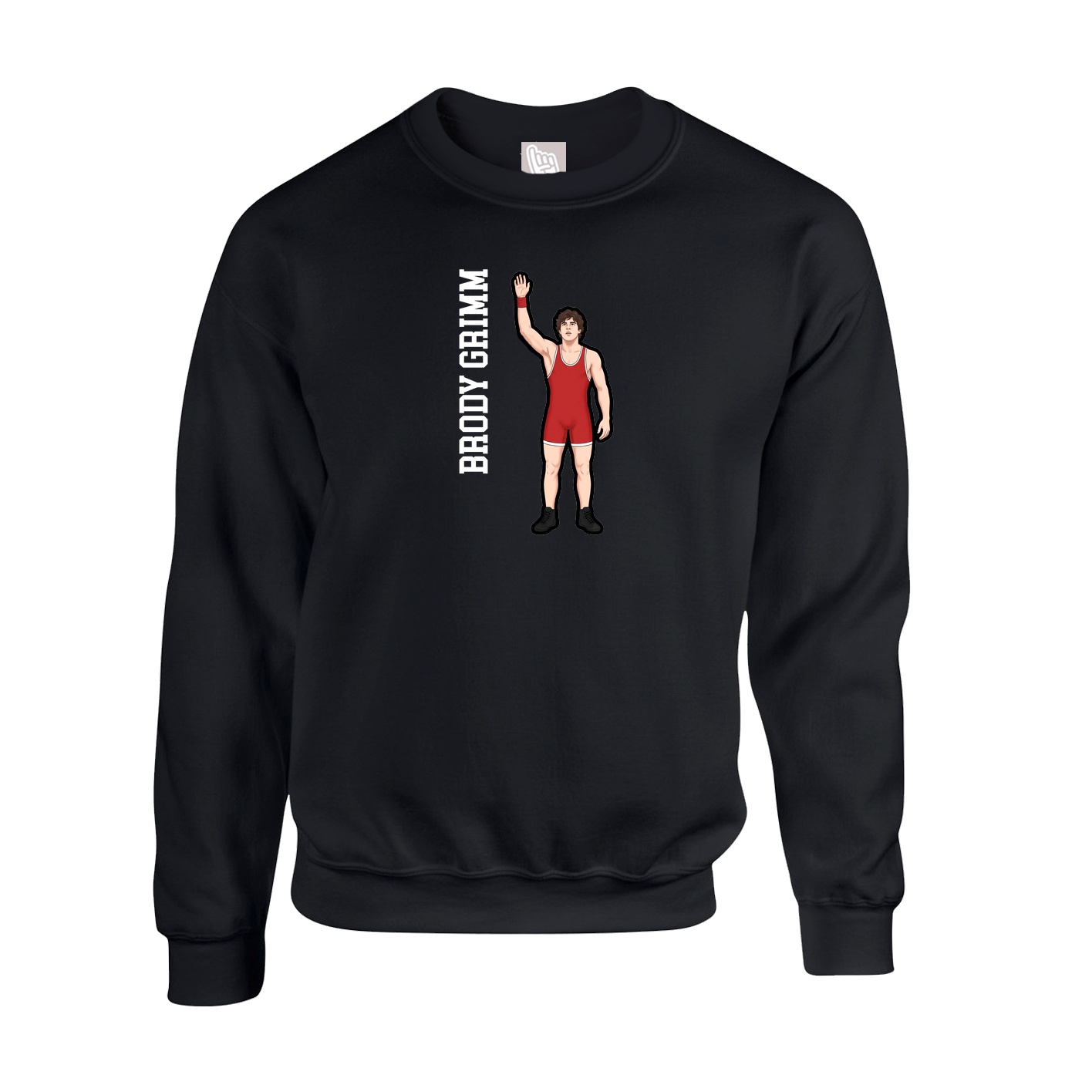 Fleece Crew — Name Vertical in Black