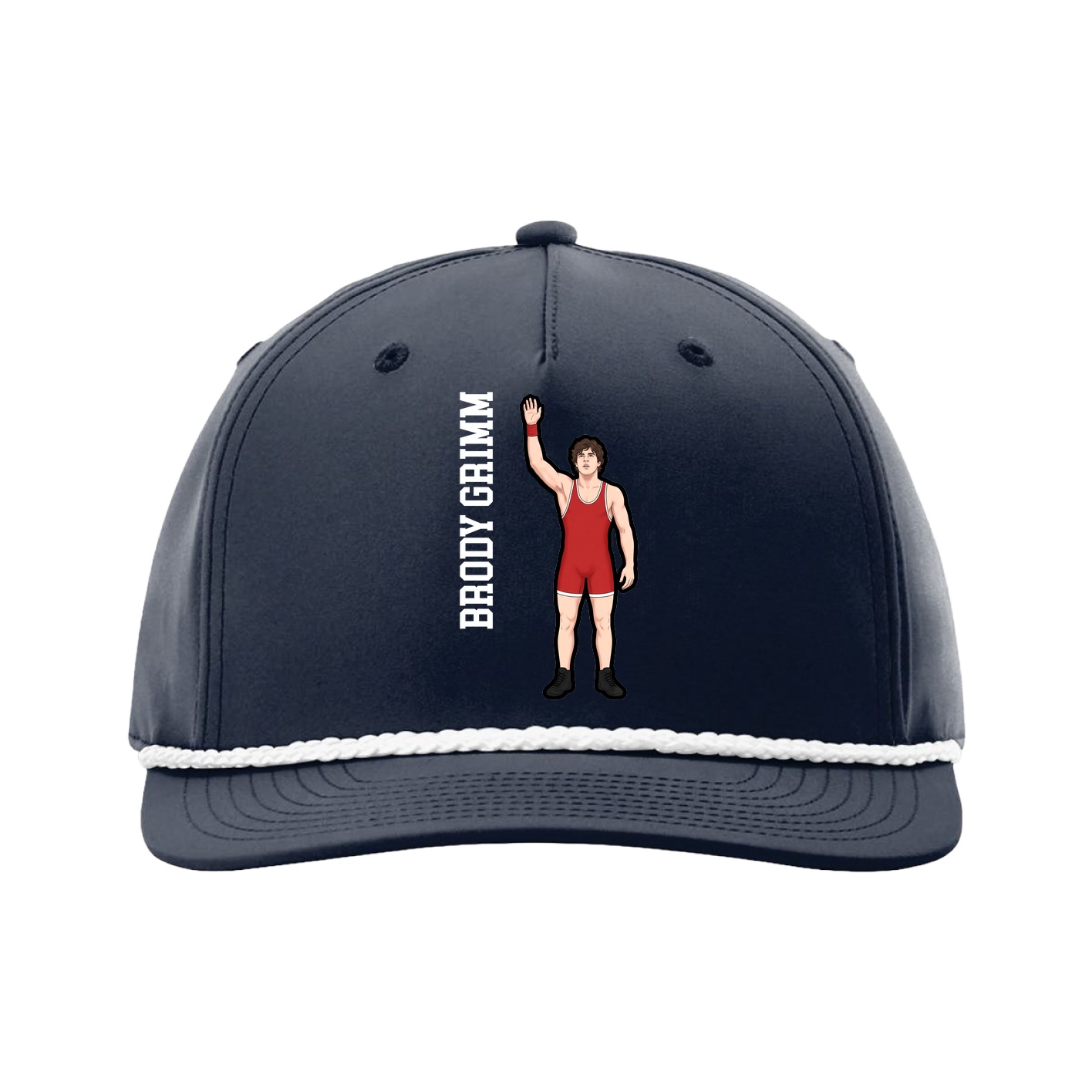 Five-Panel Classic Rope Cap — Name Vertical in Navy
