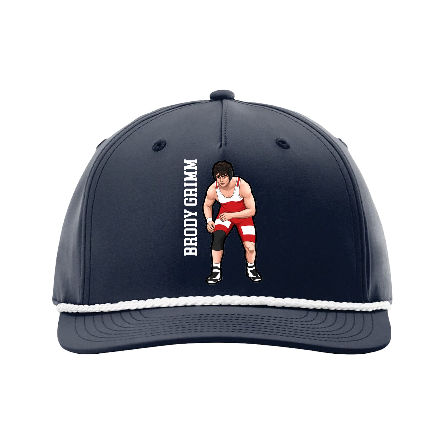 Five-Panel Classic Rope Cap — Name Vertical in Navy