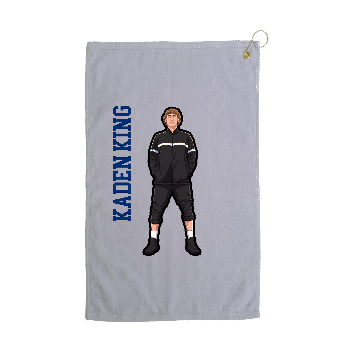 Golf Towel — Name Vertical in Grey