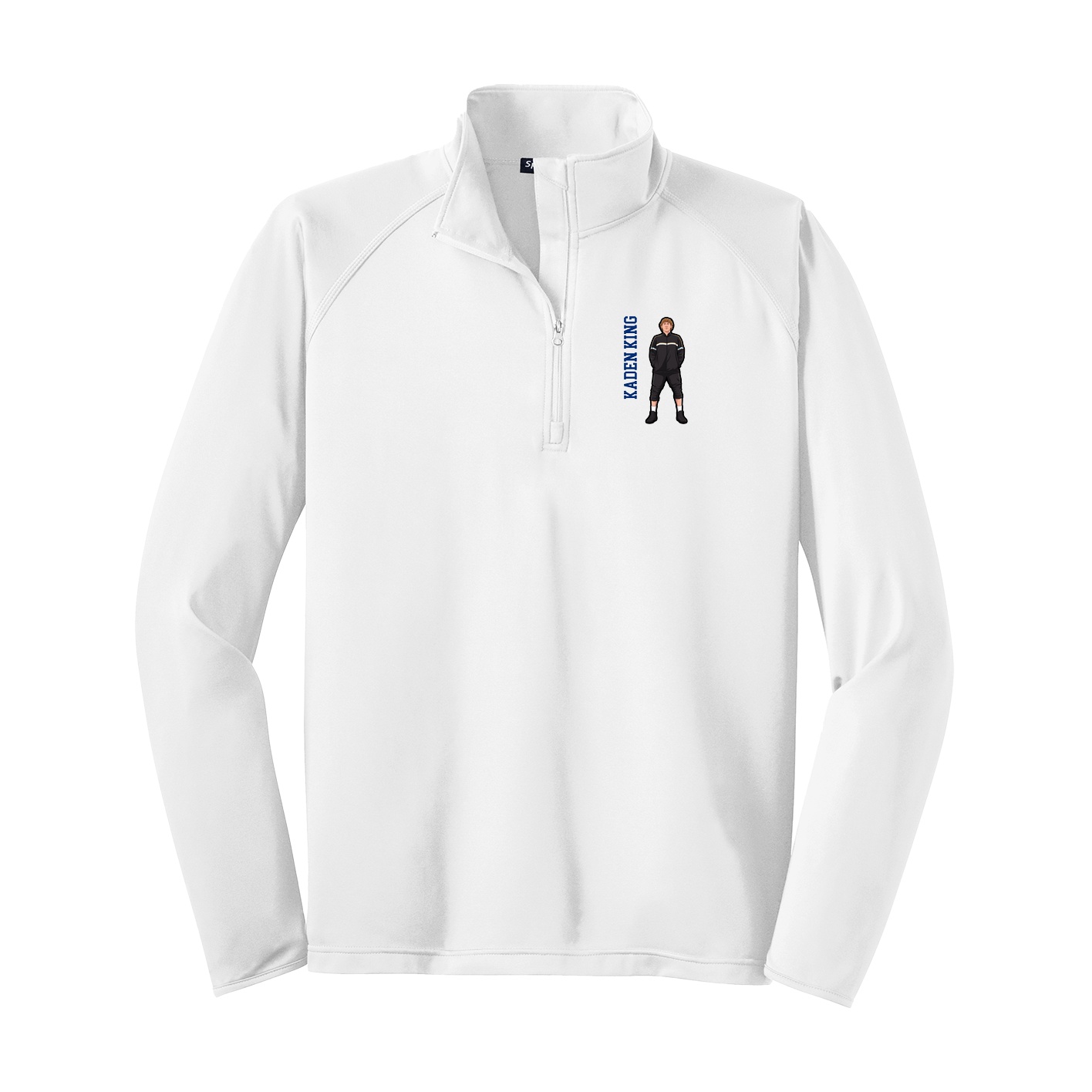 Q-Zip Pullover — Name Vertical in White