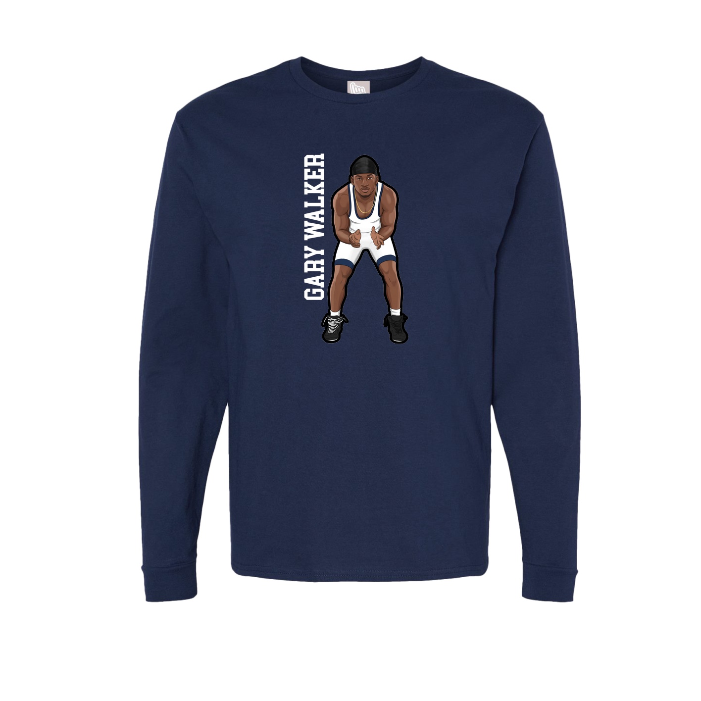 Long Sleeve Tee — Name Vertical in Navy