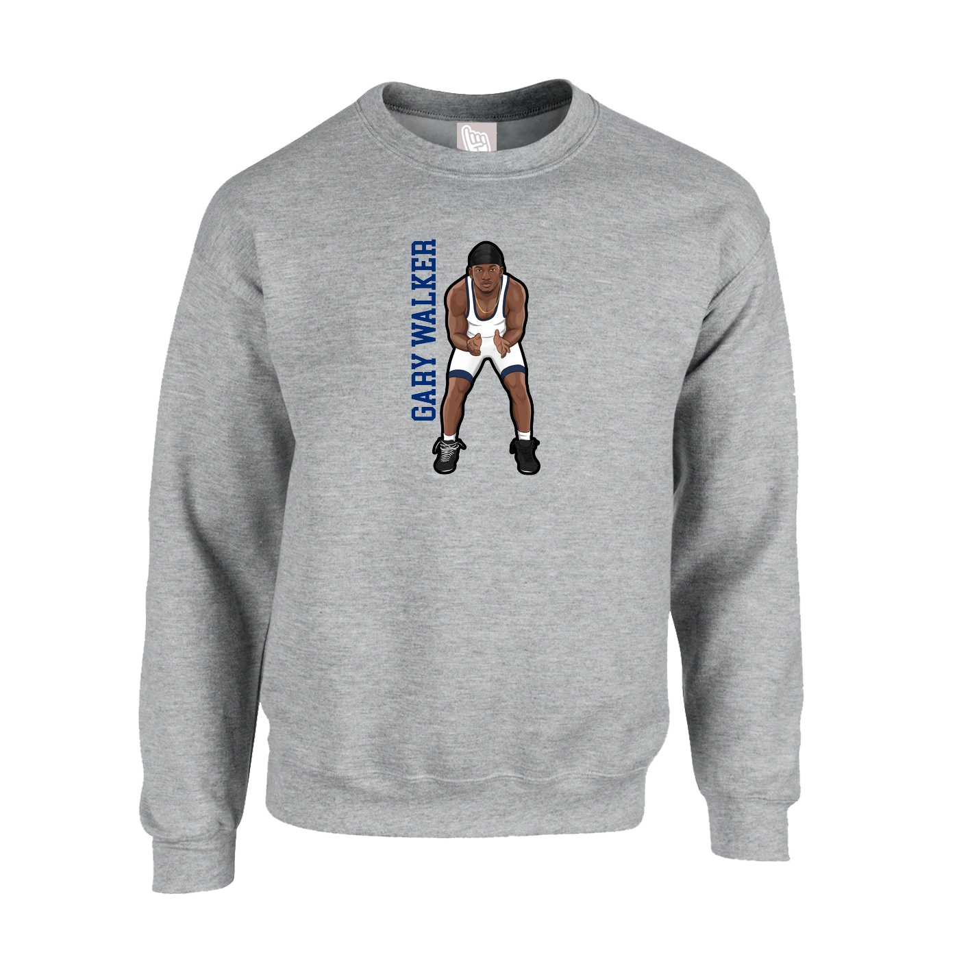 Fleece Crew — Name Vertical in Grey
