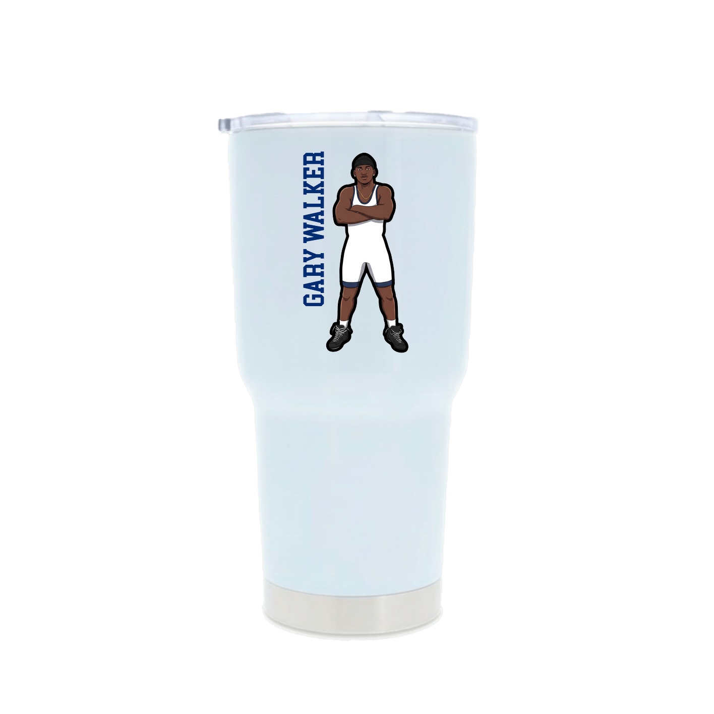 30oz Stainless Steel Tumbler — Name Vertical in White