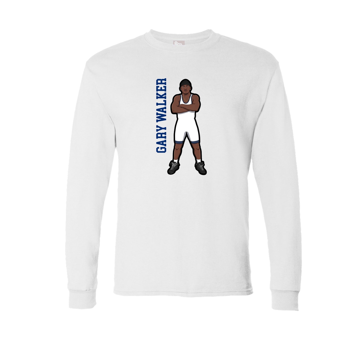 Long Sleeve Tee — Name Vertical in White