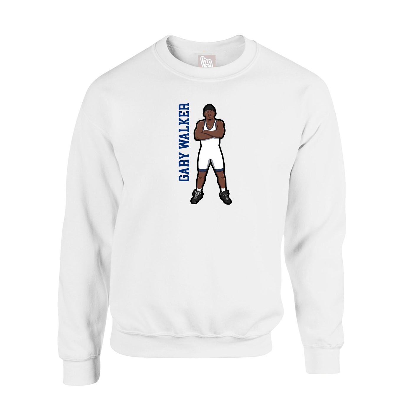 Fleece Crew — Name Vertical in White