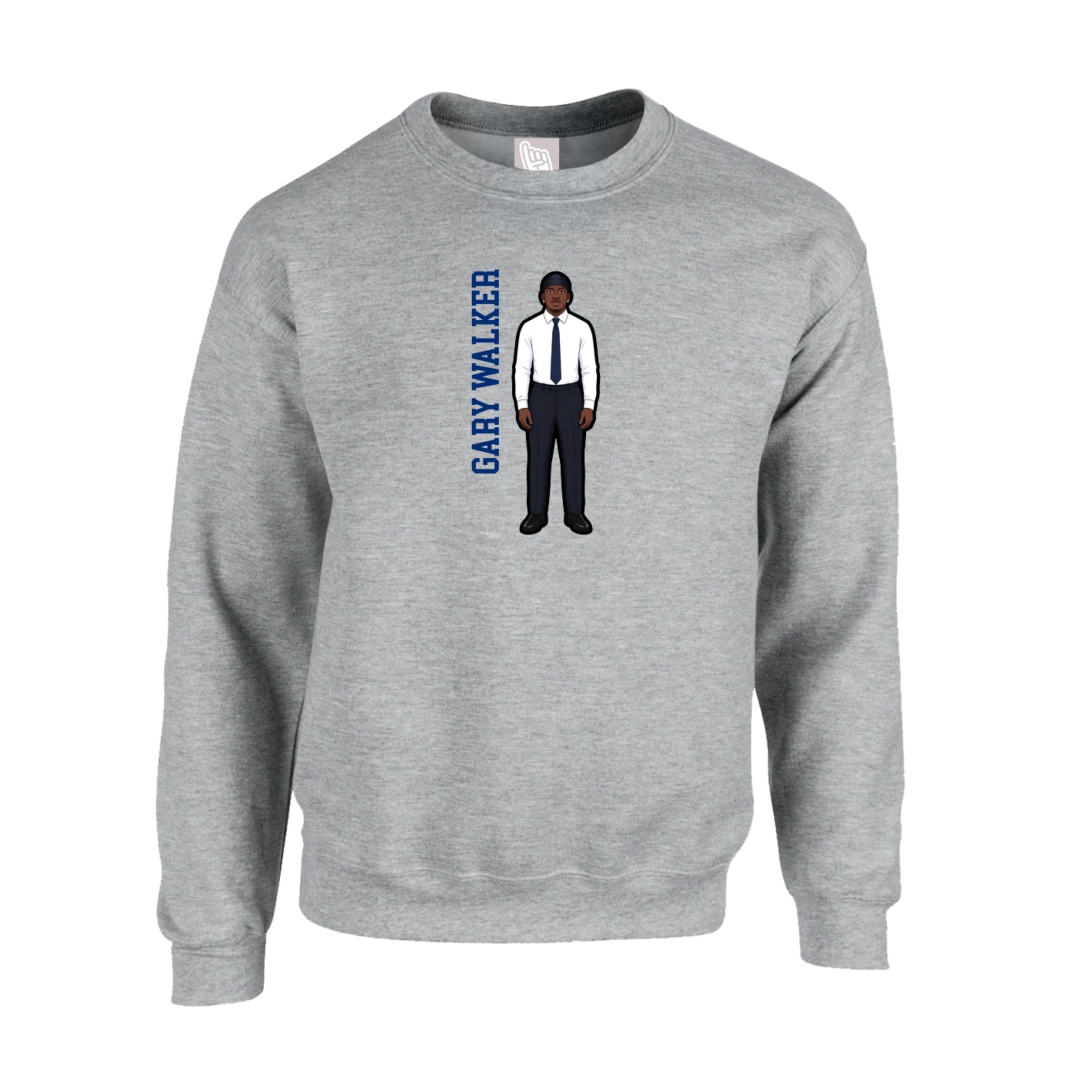 Fleece Crew — Name Vertical in Grey