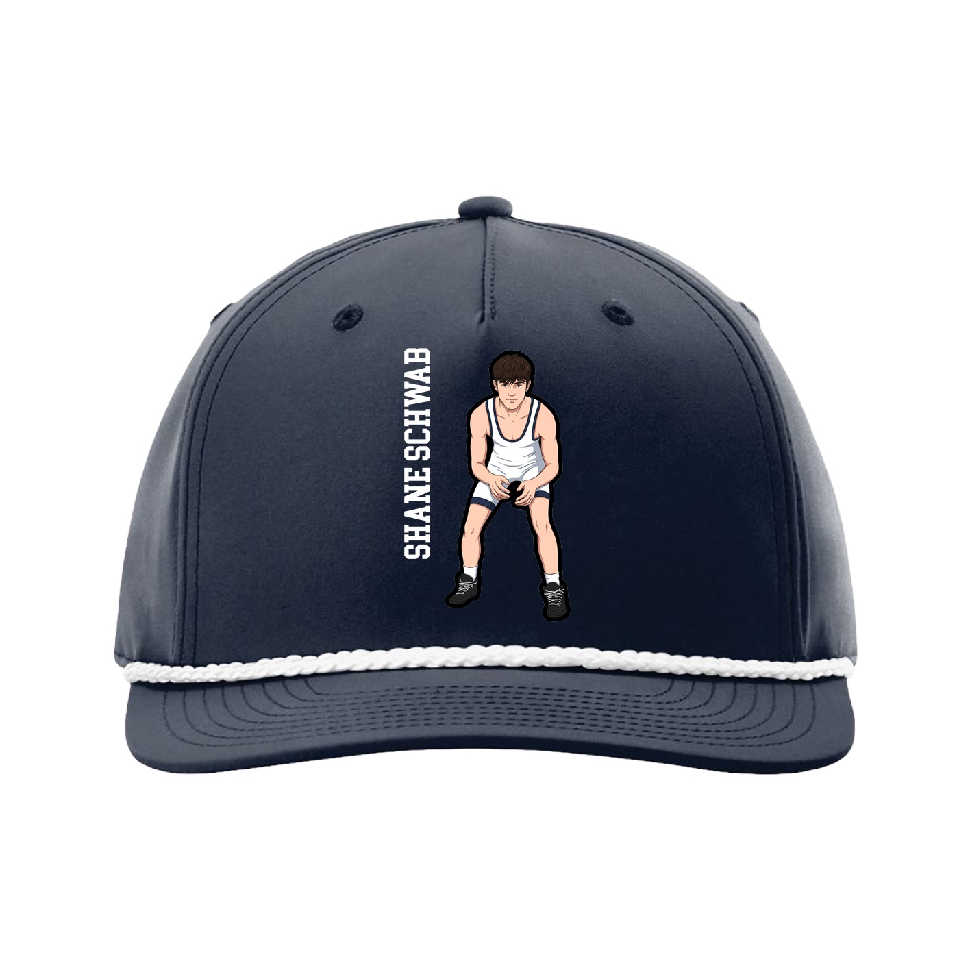 Five-Panel Classic Rope Cap — Name Vertical in Navy