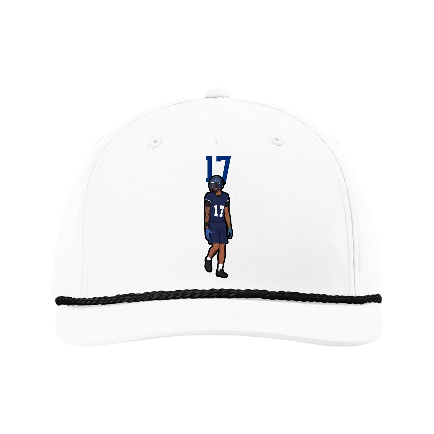 Five-Panel Classic Rope Cap — Number Top in White