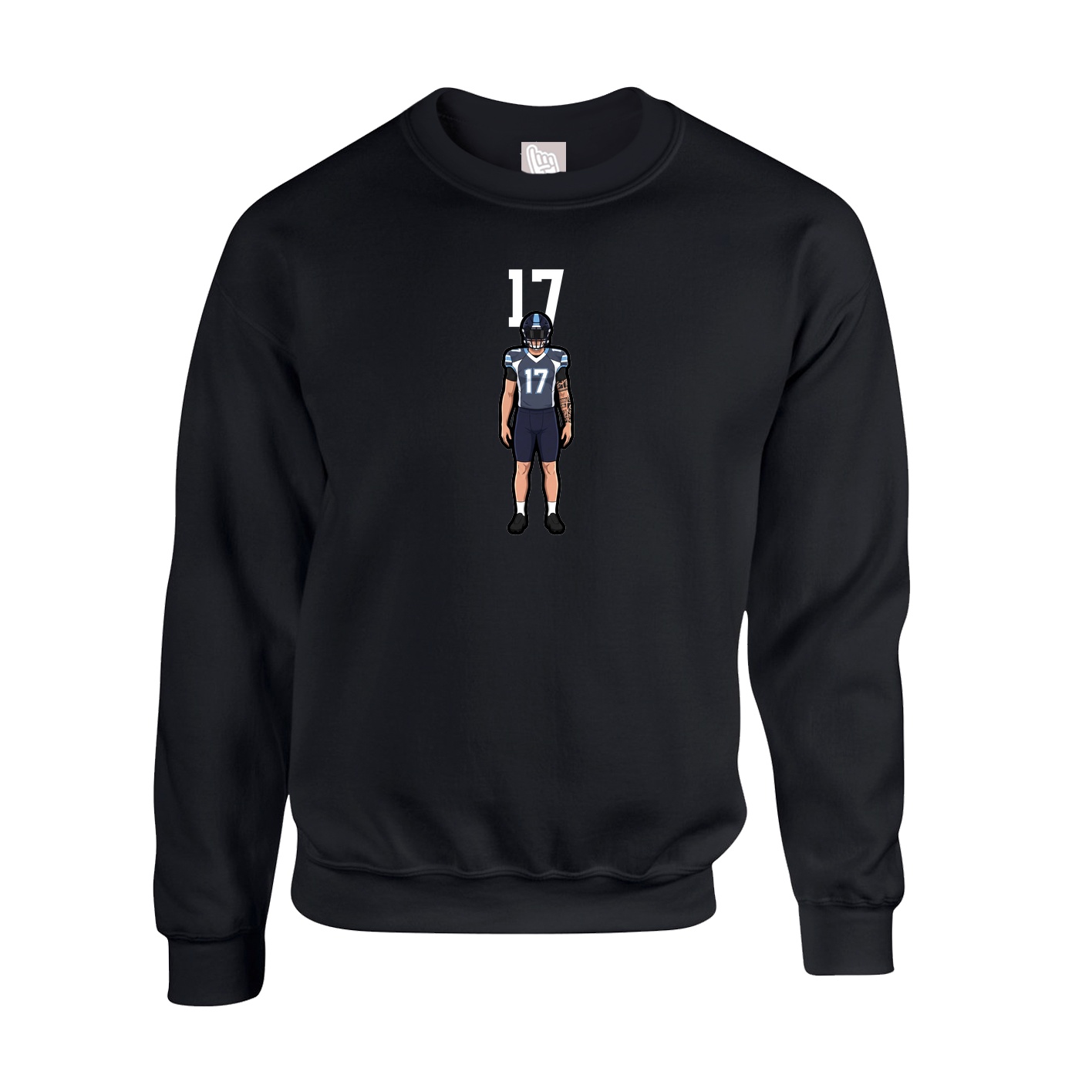 Fleece Crew — Number Top in Black