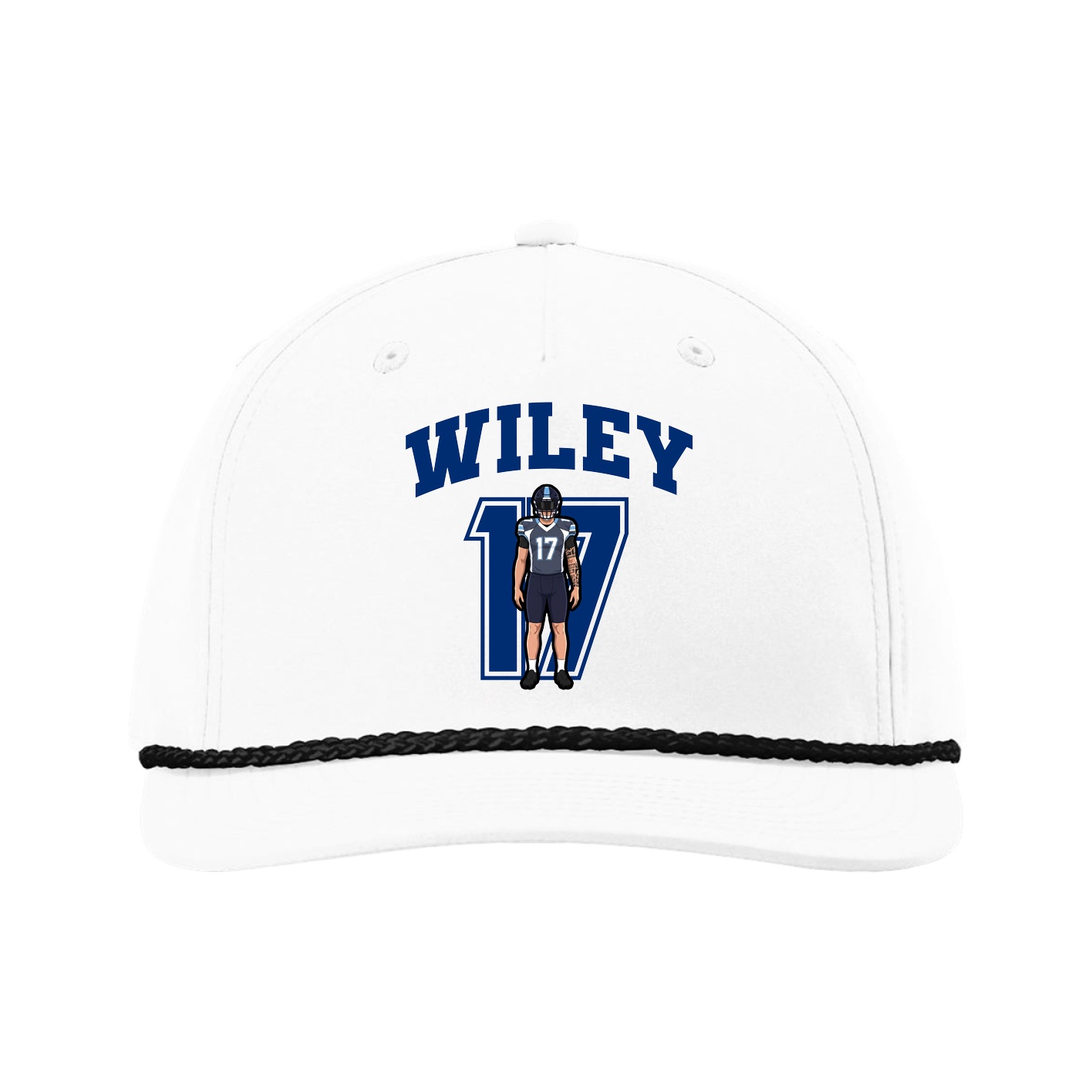 Five-Panel Classic Rope Cap — Number in White
