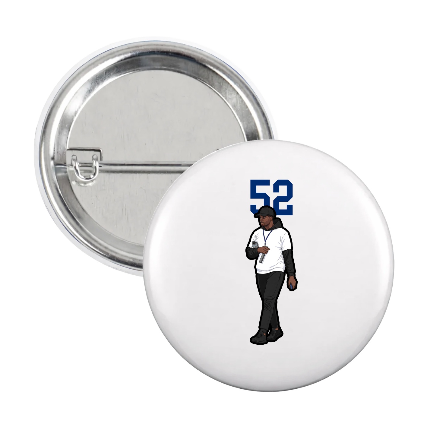 Game Day Button — Number Top in White