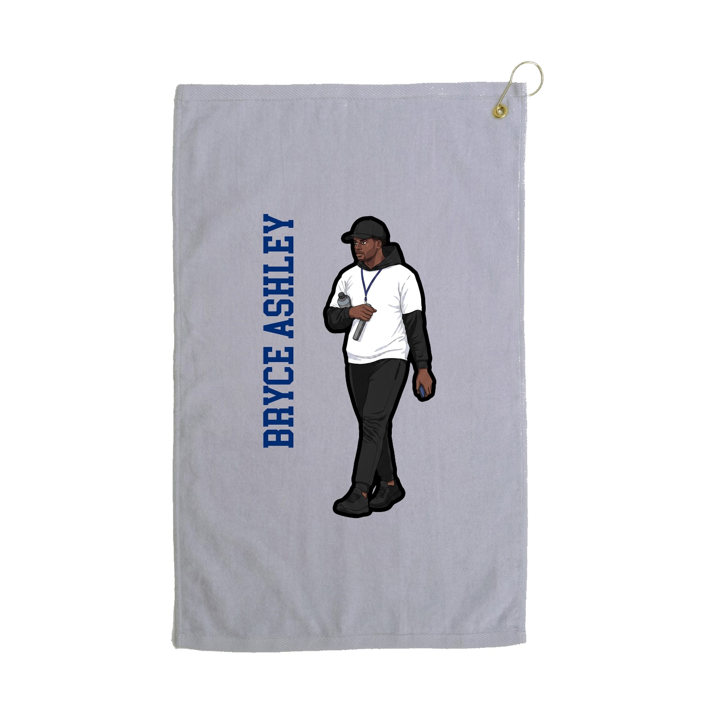 Golf Towel — Name Vertical in Grey