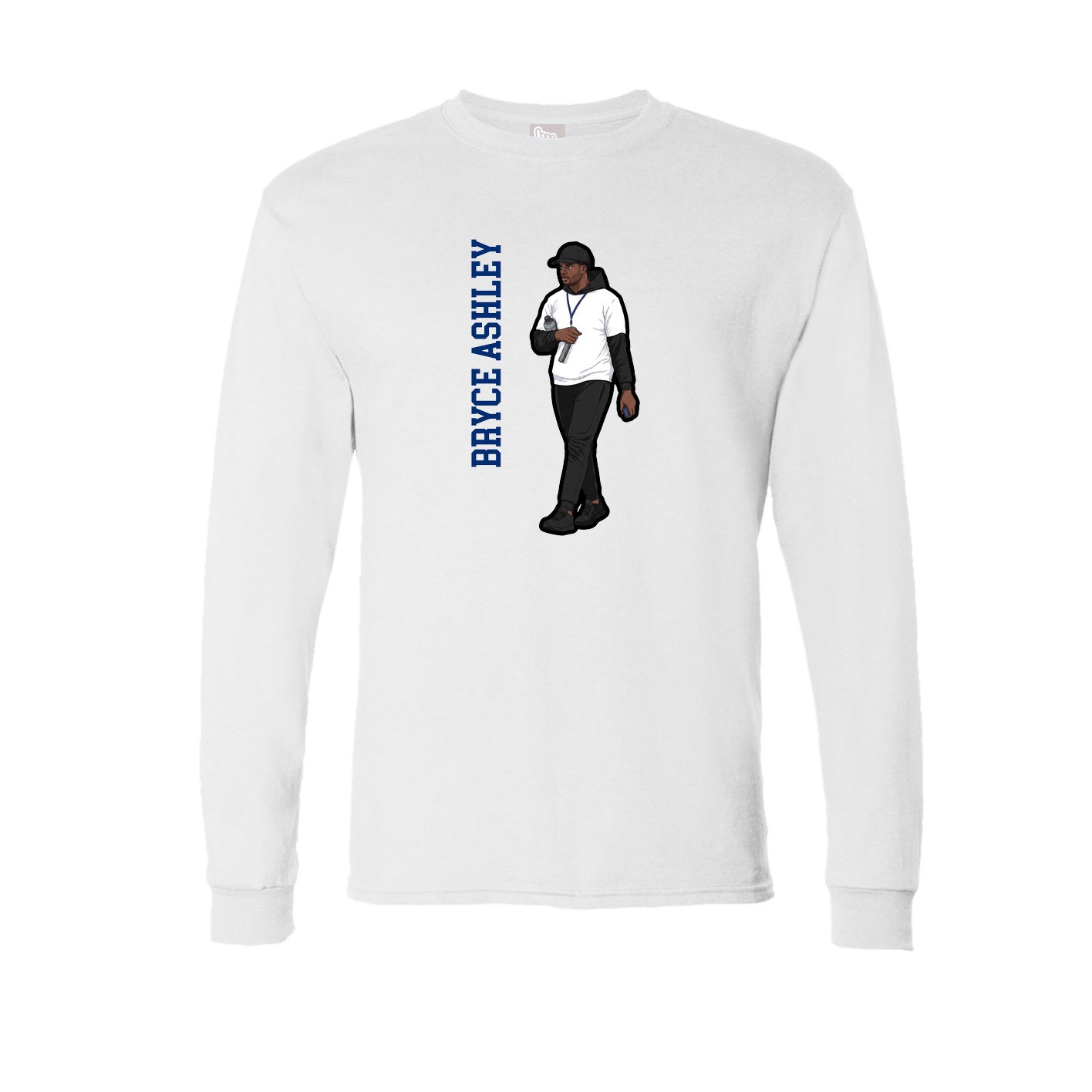 Long Sleeve Tee — Name Vertical in White