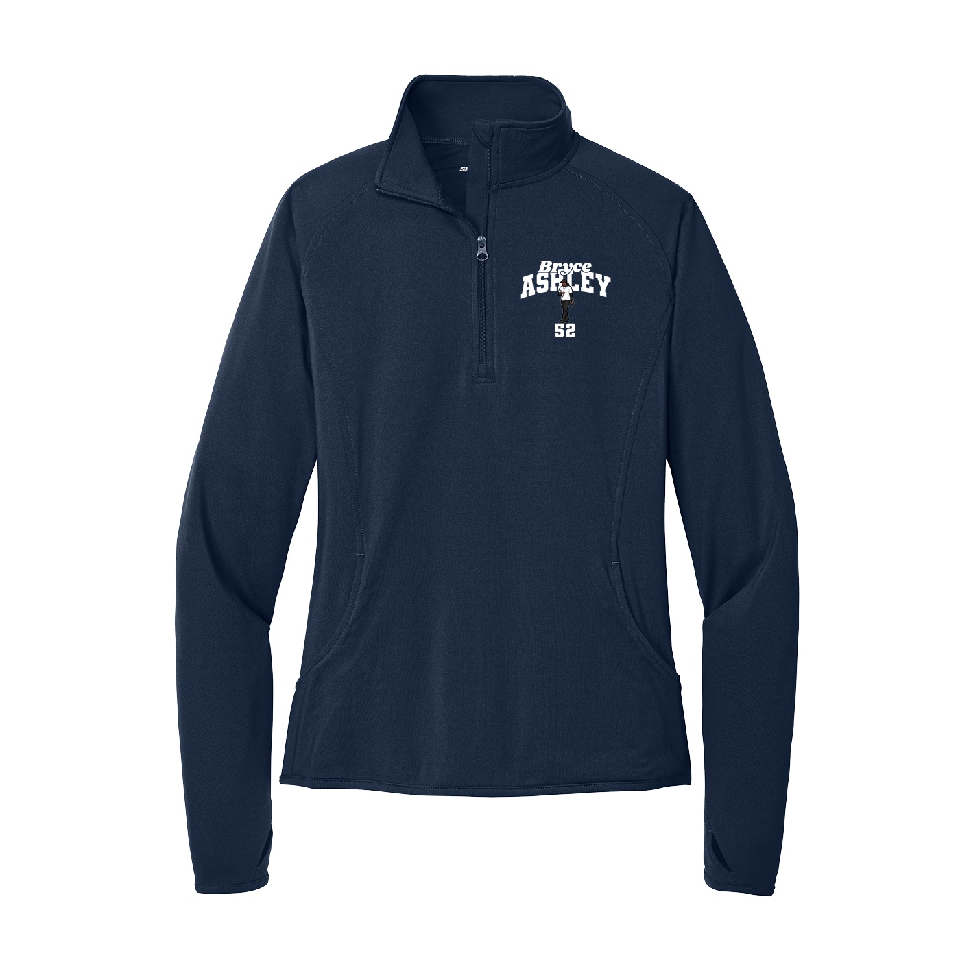Women's Q-Zip Pullover — Signature Arch in Navy