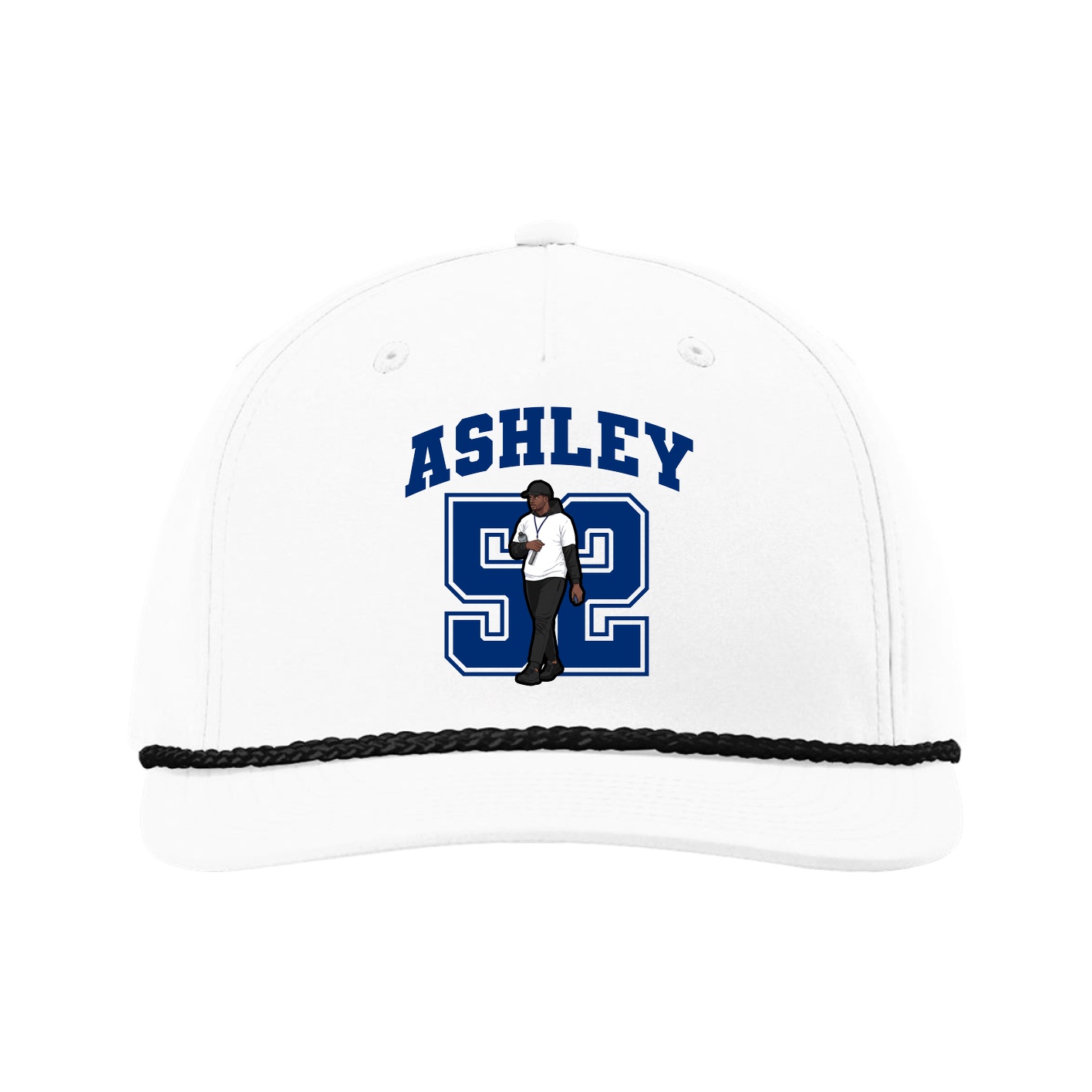 Five-Panel Classic Rope Cap — Number in White